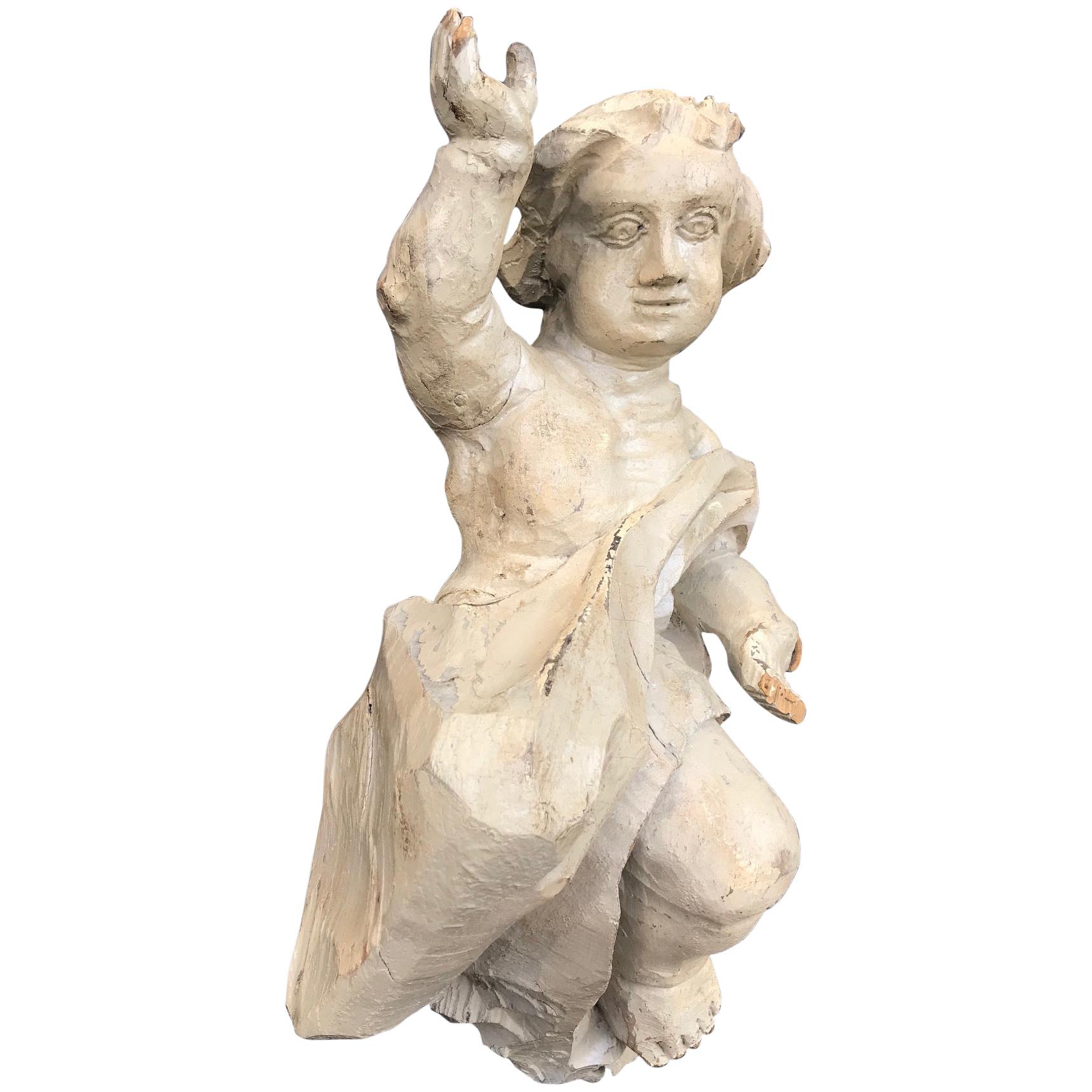 Baroque Hand Carved Putto, Ecclesiastical Corbel Angel Bavarian, Germany