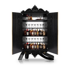 Baroque Icarus Drinks Cabinet in Black, Gold by Railis Design