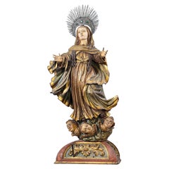 Barocke religiöse Skulptur der Unbefleckten Empfängnis, 18. Jahrhundert