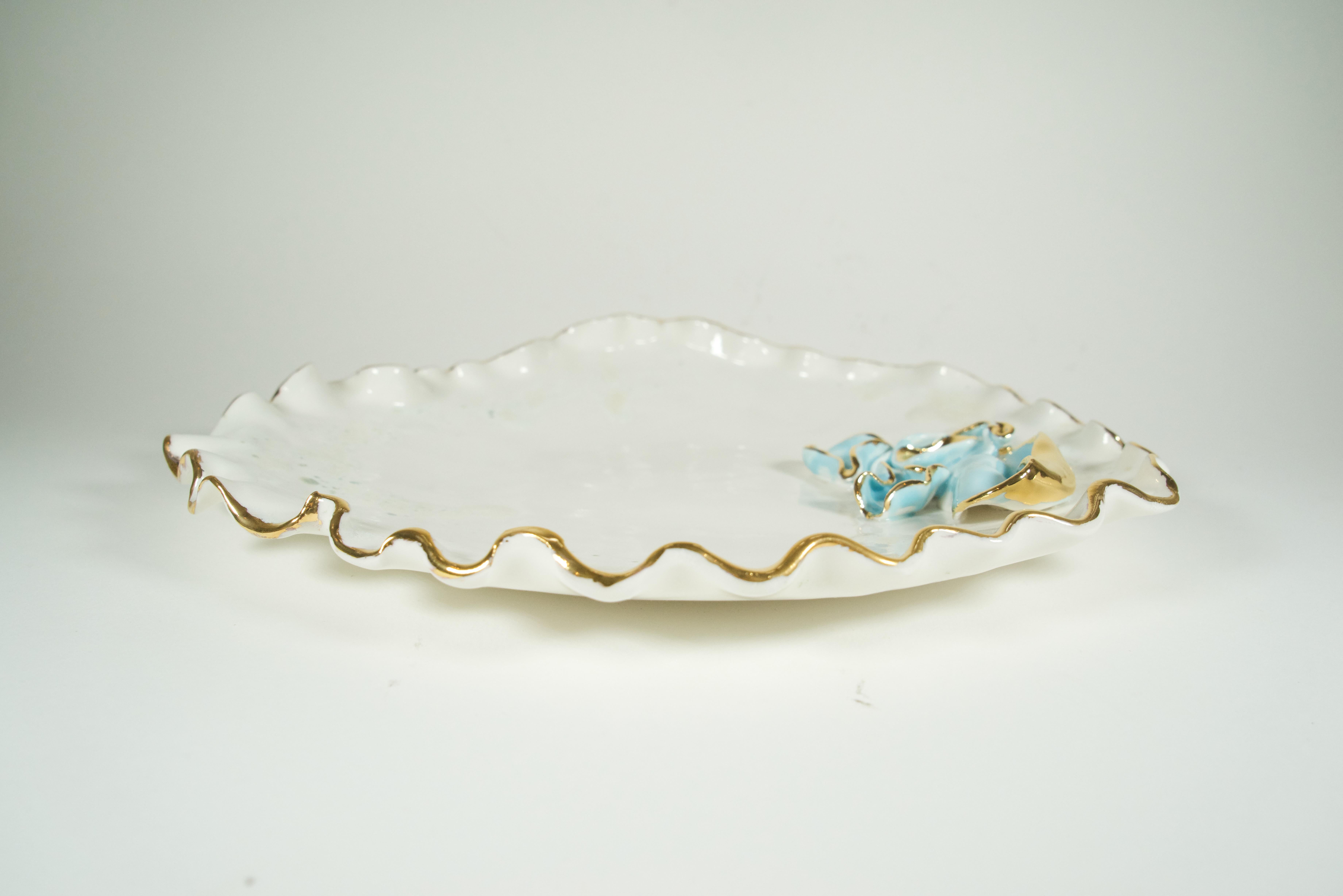 Baroque Inspired Beige Porcelain Plate  - designer Hania Jneid For Sale 3