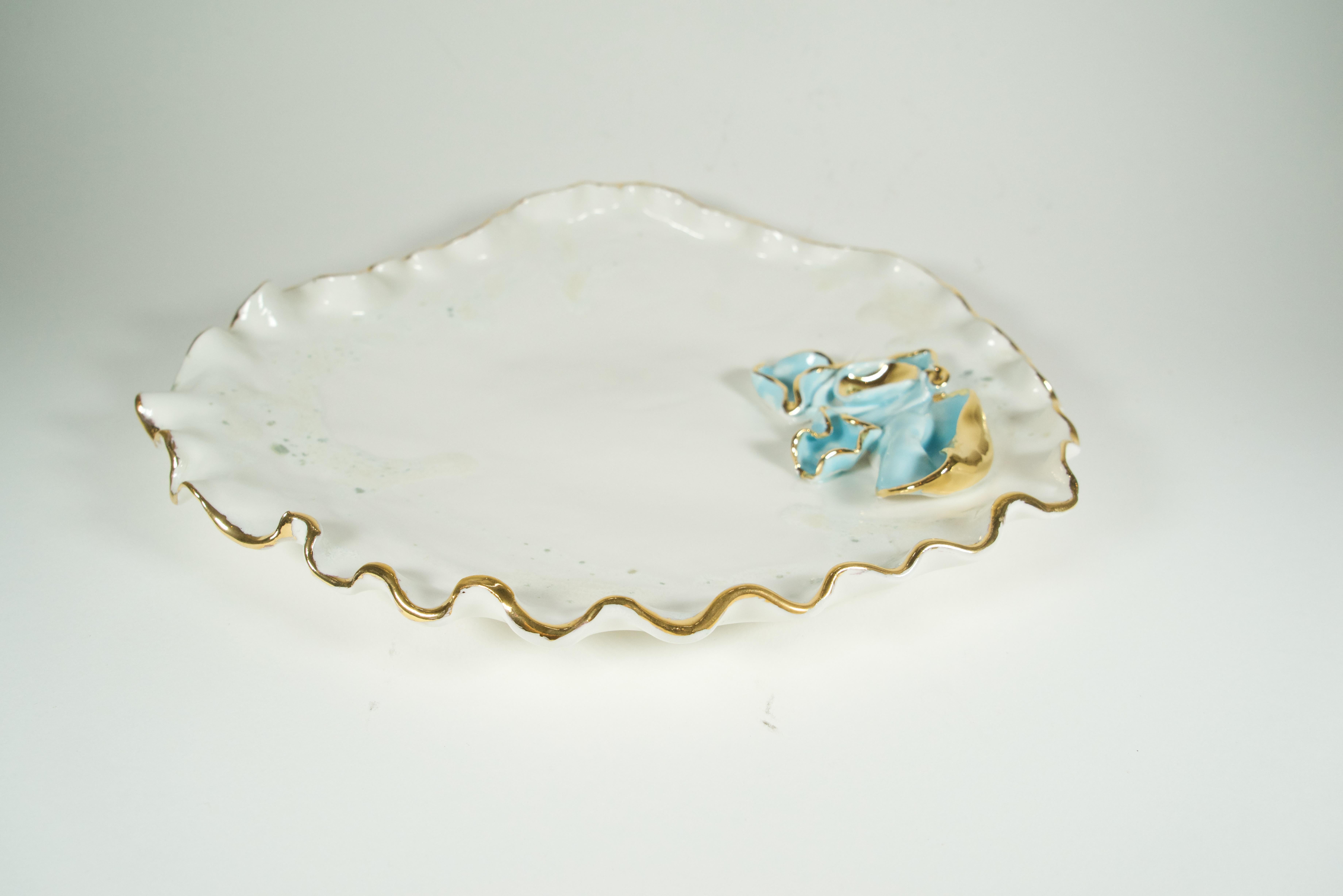Baroque Inspired Beige Porcelain Plate  - designer Hania Jneid For Sale 4