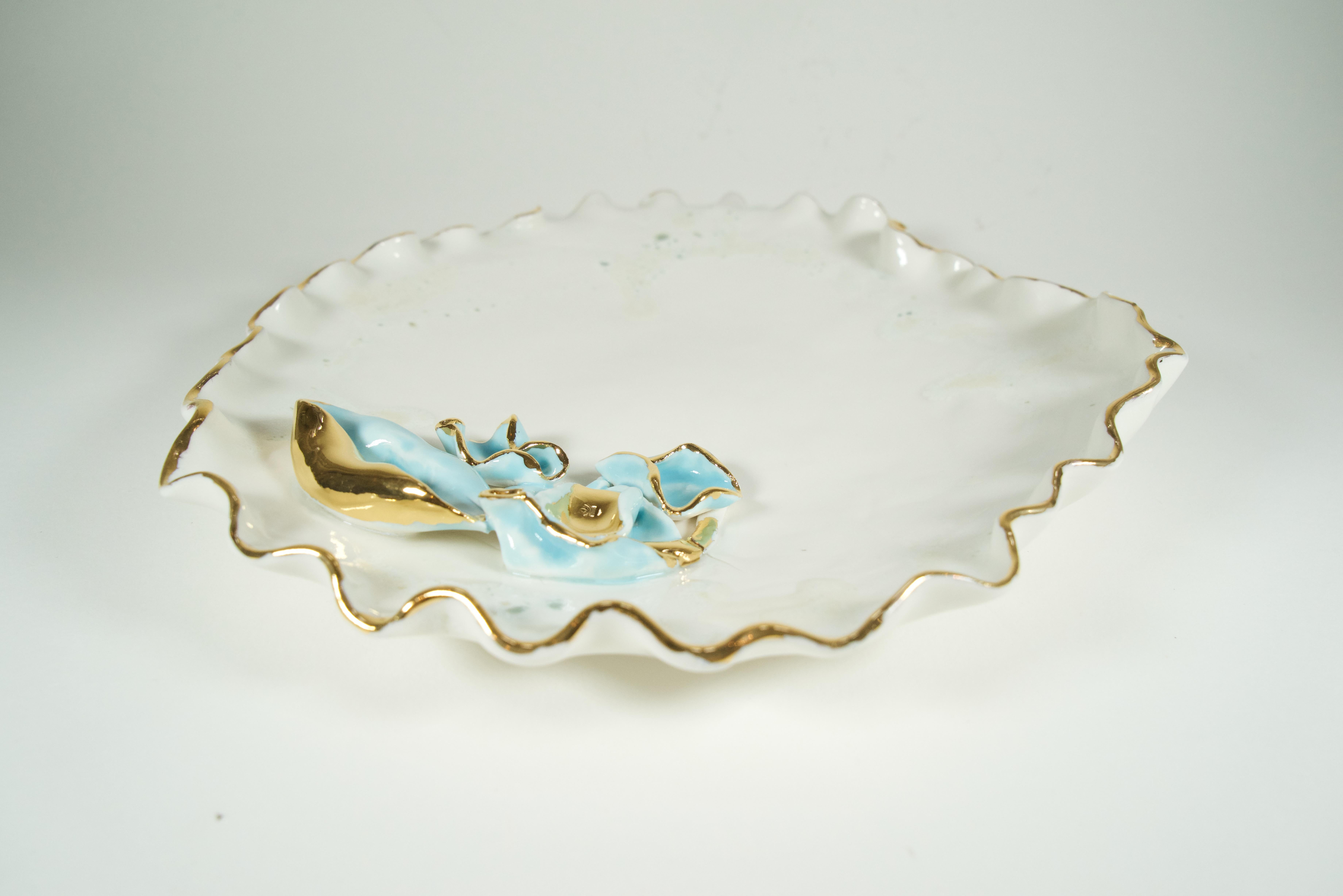 Baroque Inspired Beige Porcelain Plate  - designer Hania Jneid For Sale 7