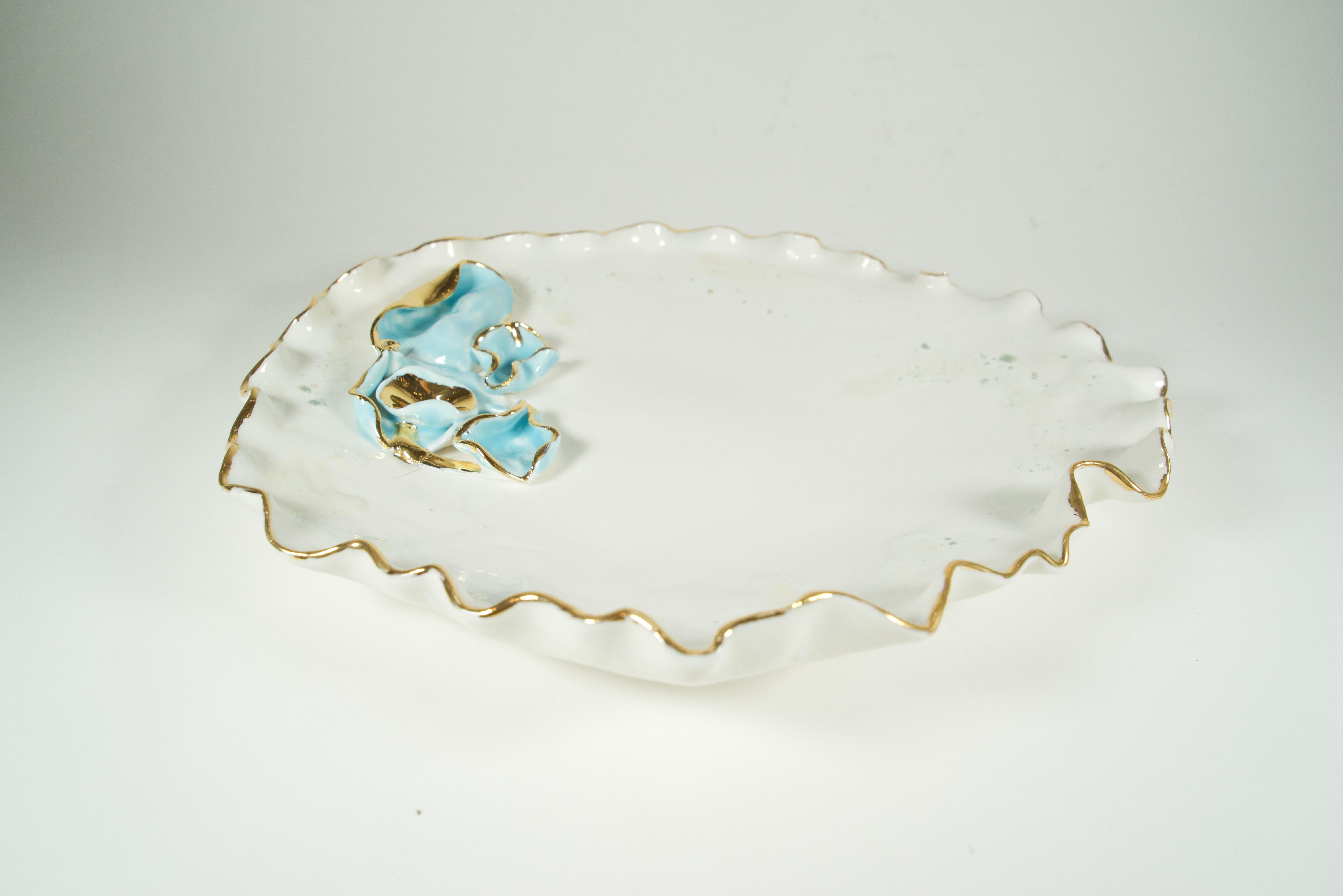 Baroque Inspired Beige Porcelain Plate  - designer Hania Jneid For Sale 9