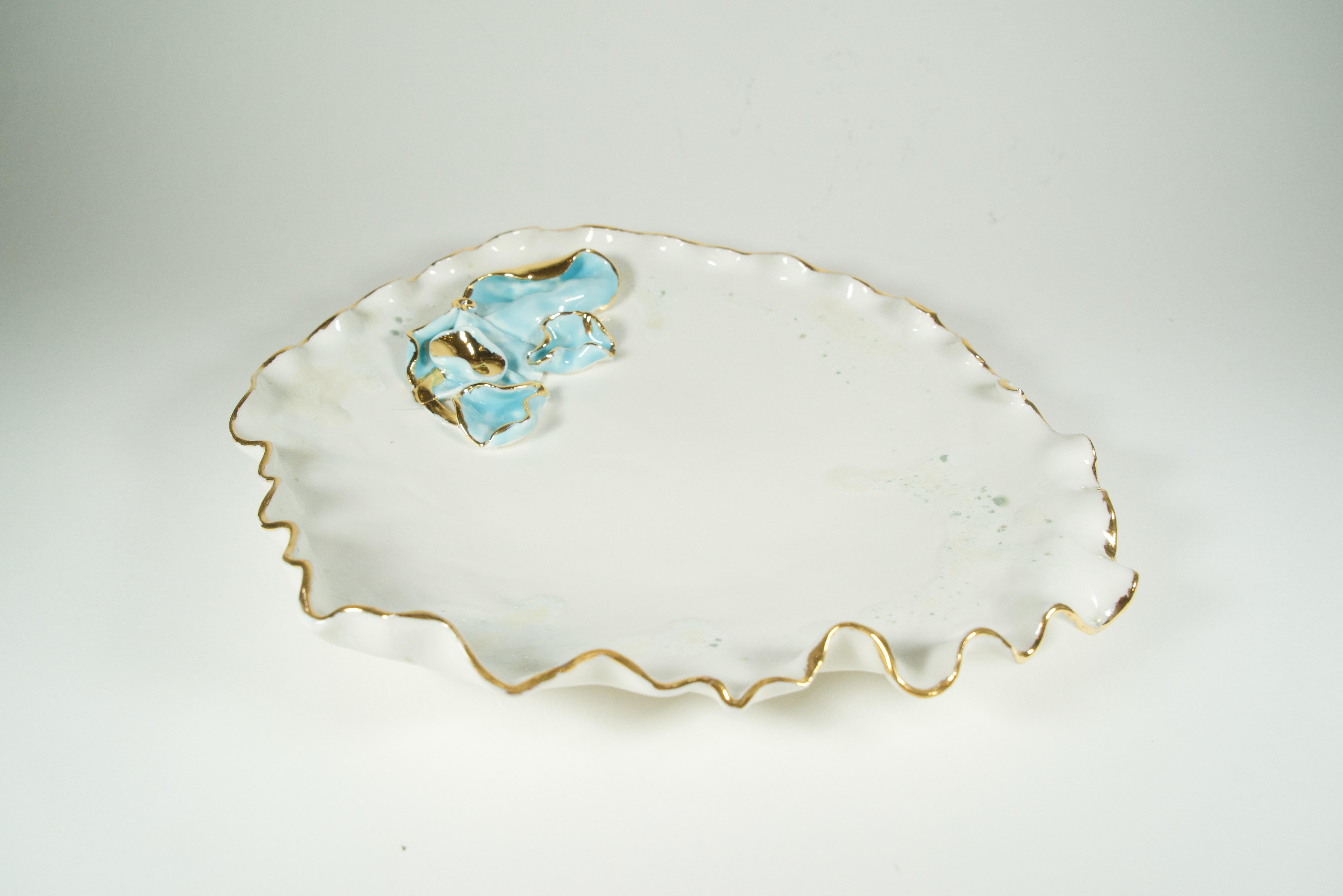 Baroque Inspired Beige Porcelain Plate  - designer Hania Jneid For Sale 11