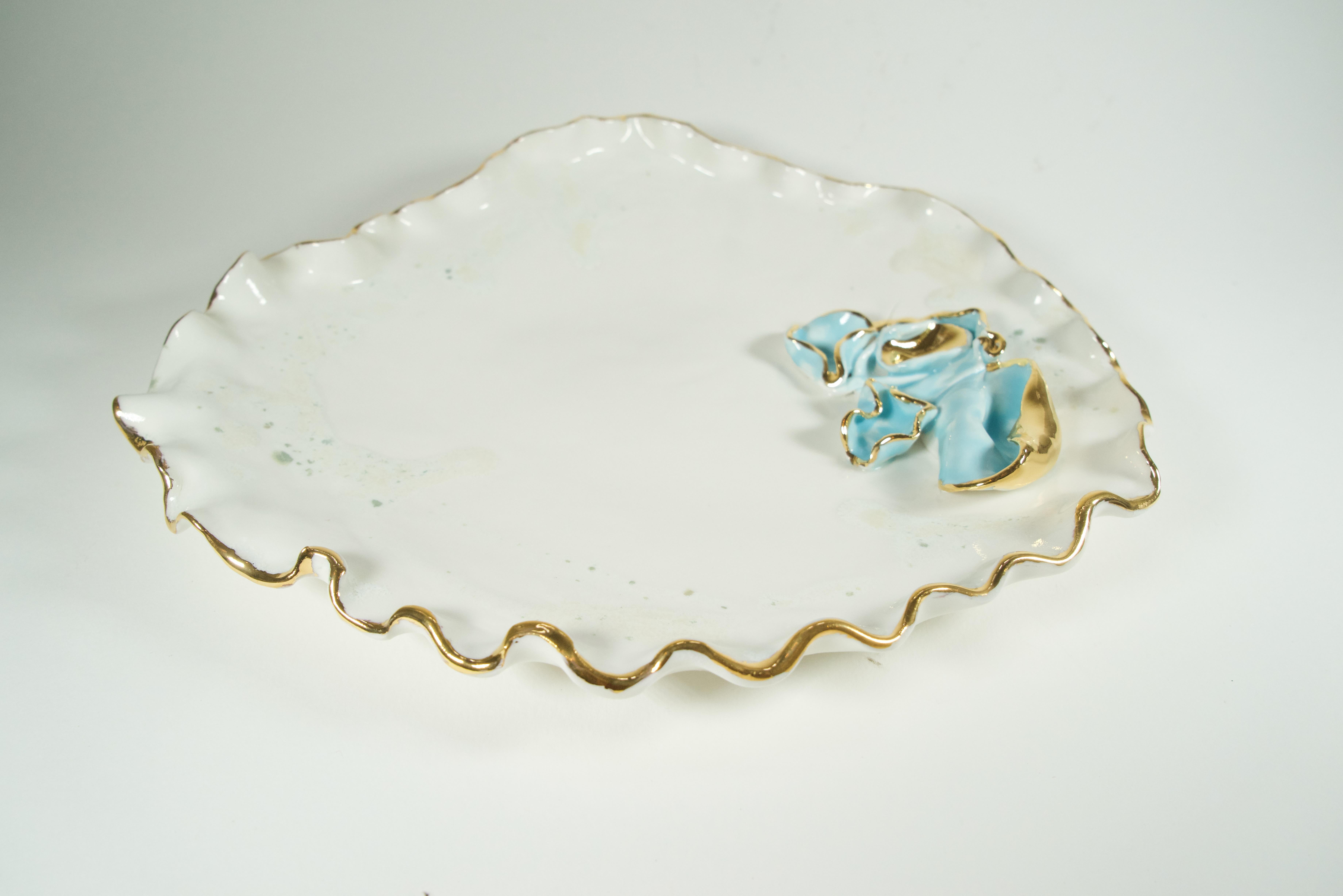 Baroque Inspired Beige Porcelain Plate  - designer Hania Jneid For Sale 2