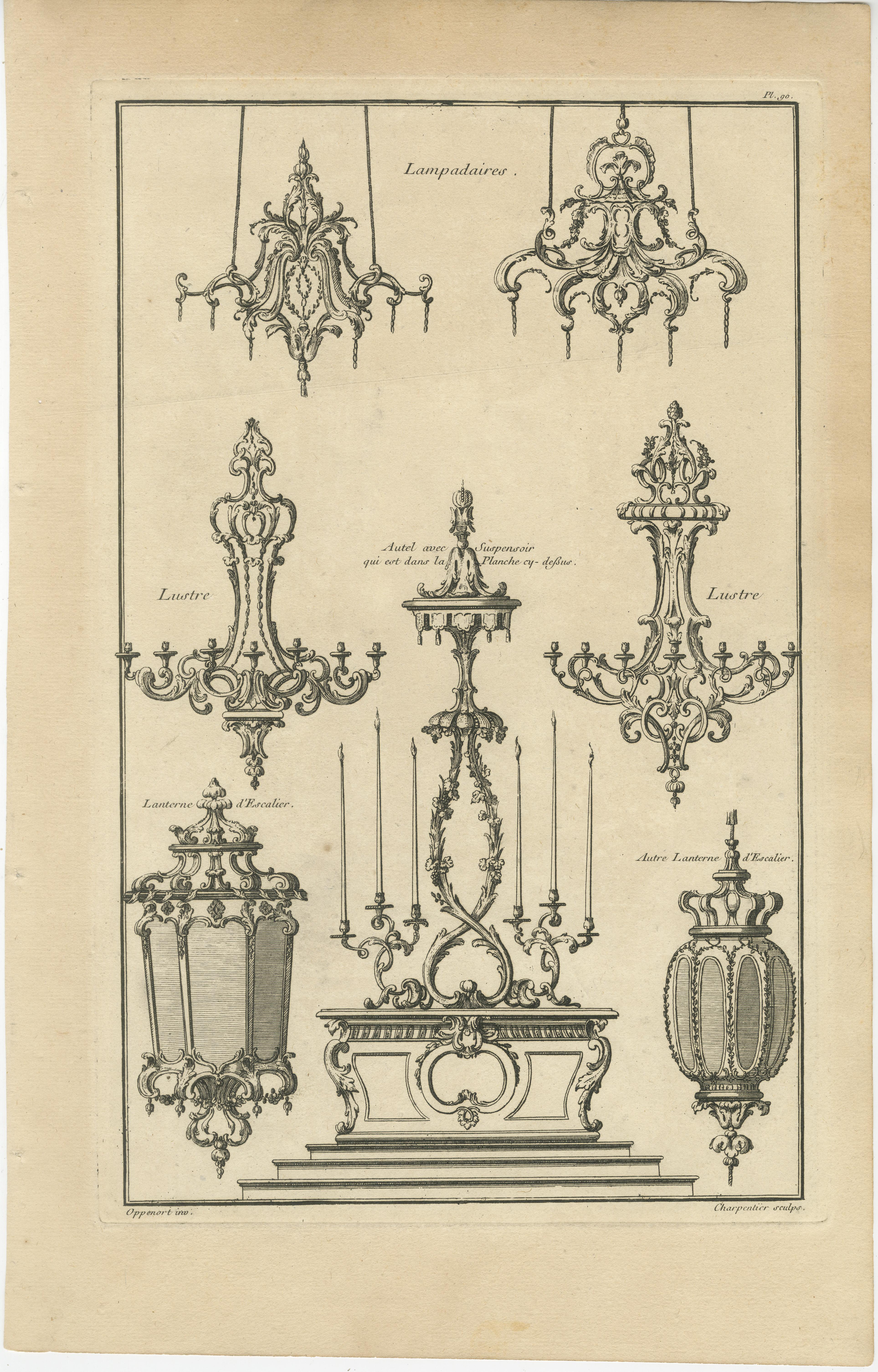 Mid-18th Century Baroque Ironwork Designs: Tables and Candelabras Engraved, 1767 For Sale