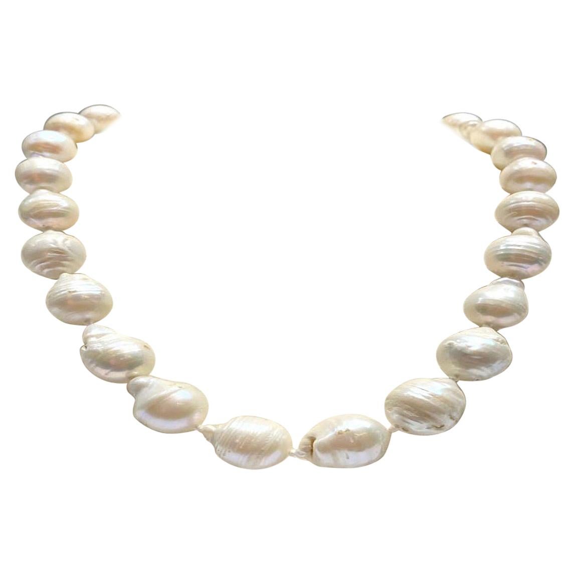 Baroque Pearl Necklace with Silver Filigree Clasp at 1stDibs
