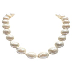 Baroque Japanese Pearl, with Silver Rose Clasp