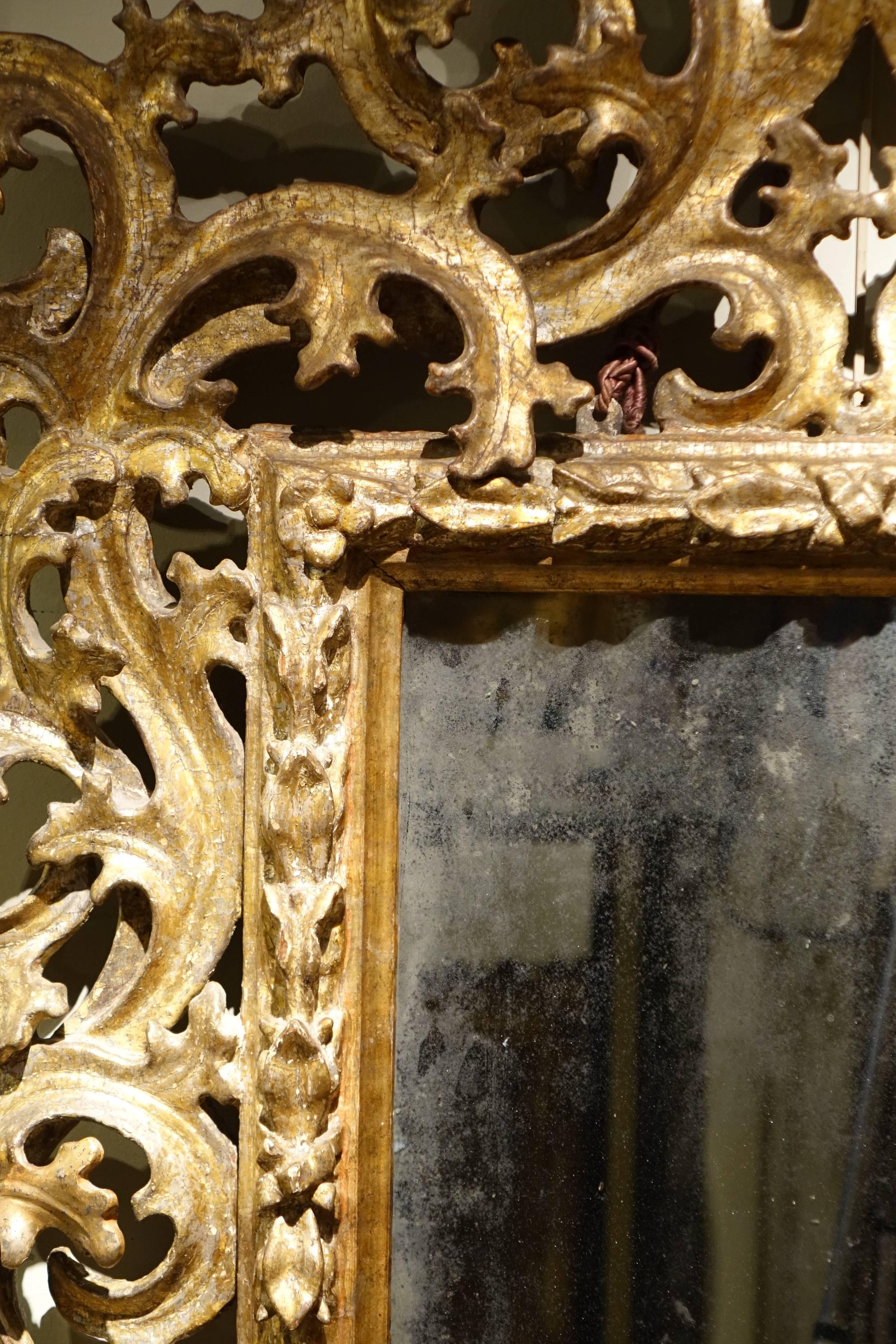 17th Century Baroque Late 17th-18th Century Italian Mecca Giltwood Mirror