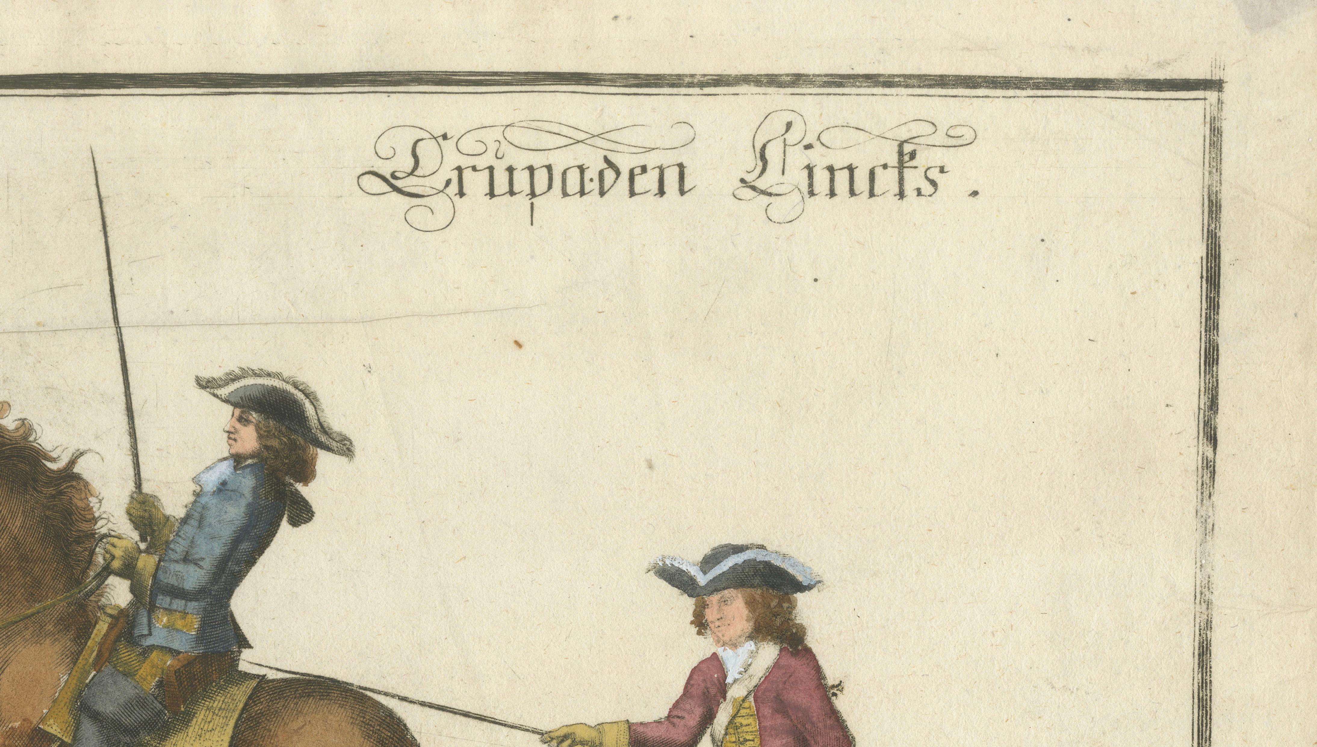 Baroque Levade Horse Training- Antique Engraving after Newcastle, circa 1700