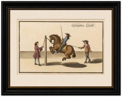 Baroque Levade Horse Training- Antique Engraving after Newcastle, circa 1700