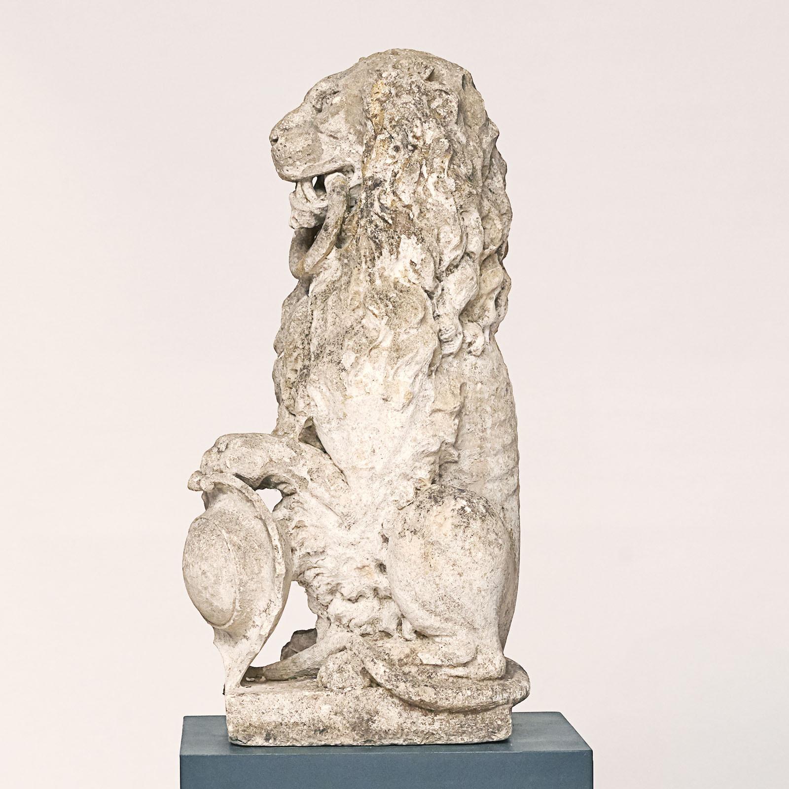 Hand-Carved Baroque sandstone Lion 