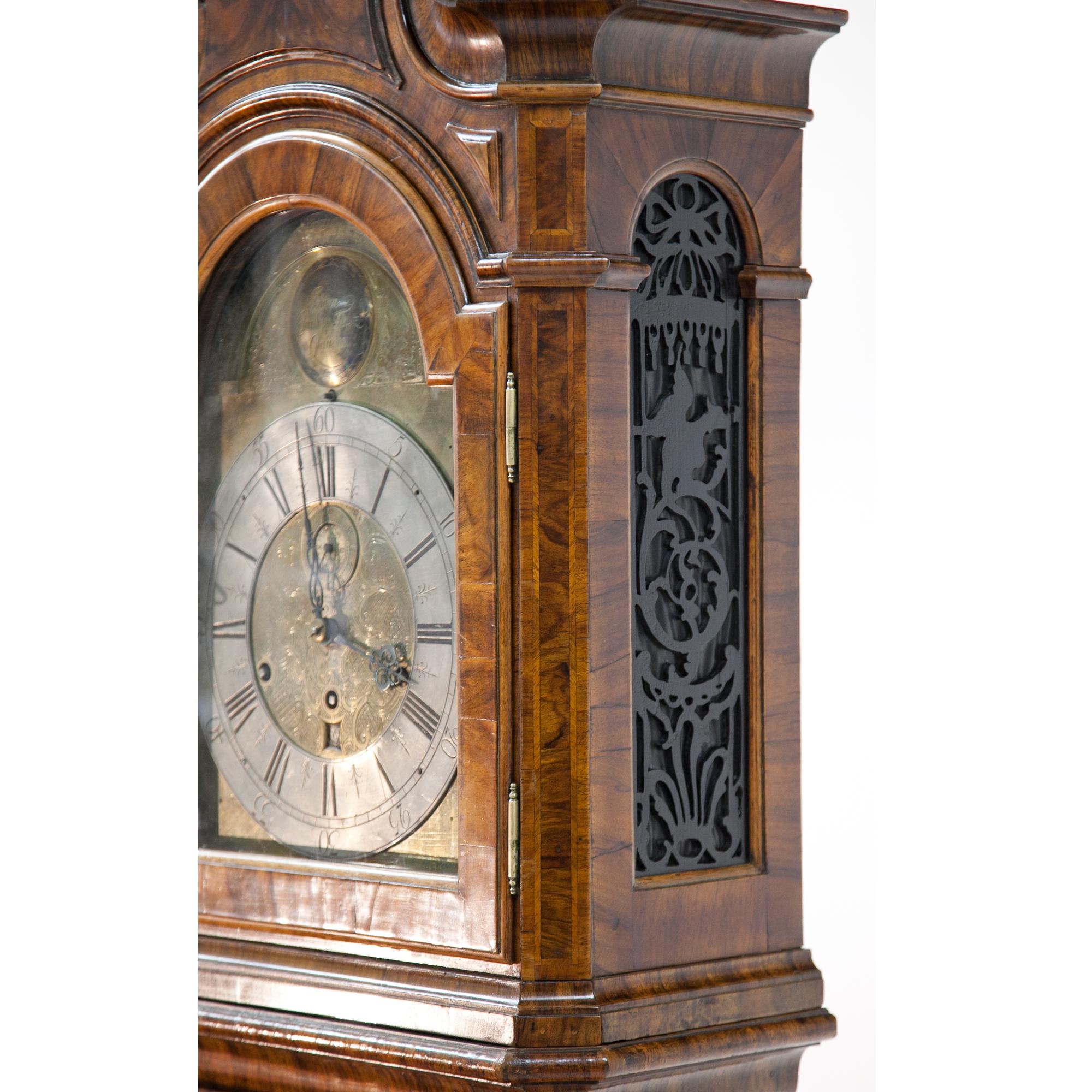 Walnut Baroque Longcase Clock, J. C. Felsz, Saxony, Second Half 18th Century