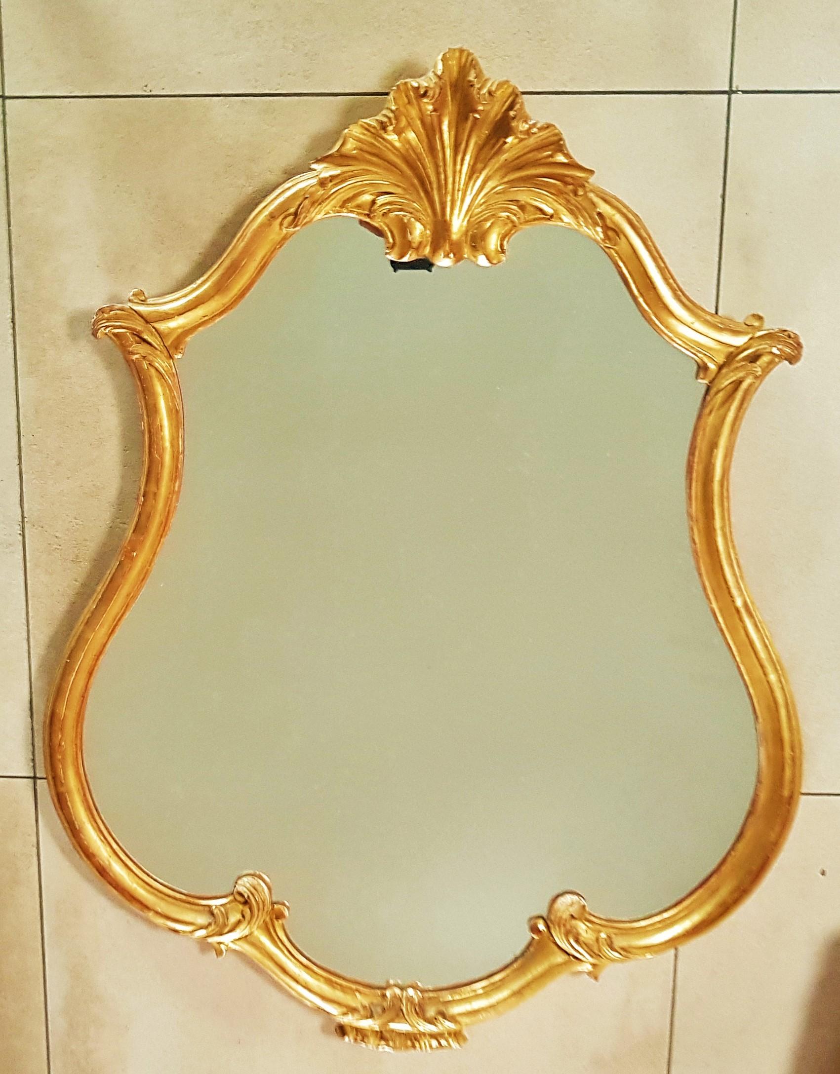18th Century Baroque Louis XV Gold Wall Mirror, France 1780 For Sale