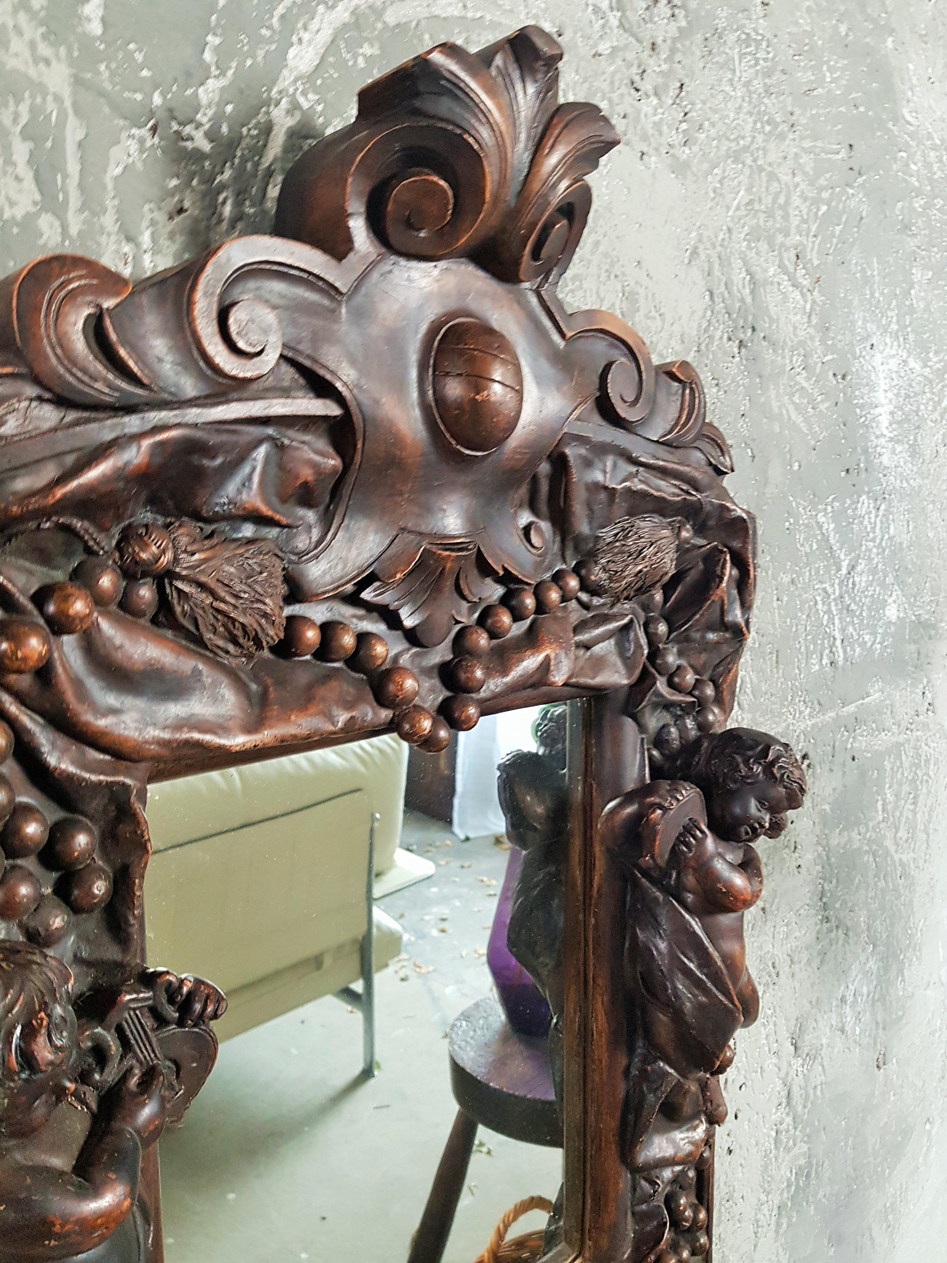 Specchio da parete barocco Luigi XV con sculture Putt, Francia in vendita 10