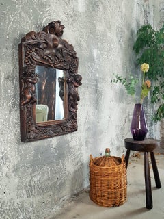 Espejo de pared barroco Luis XV con esculturas Putt, Francia