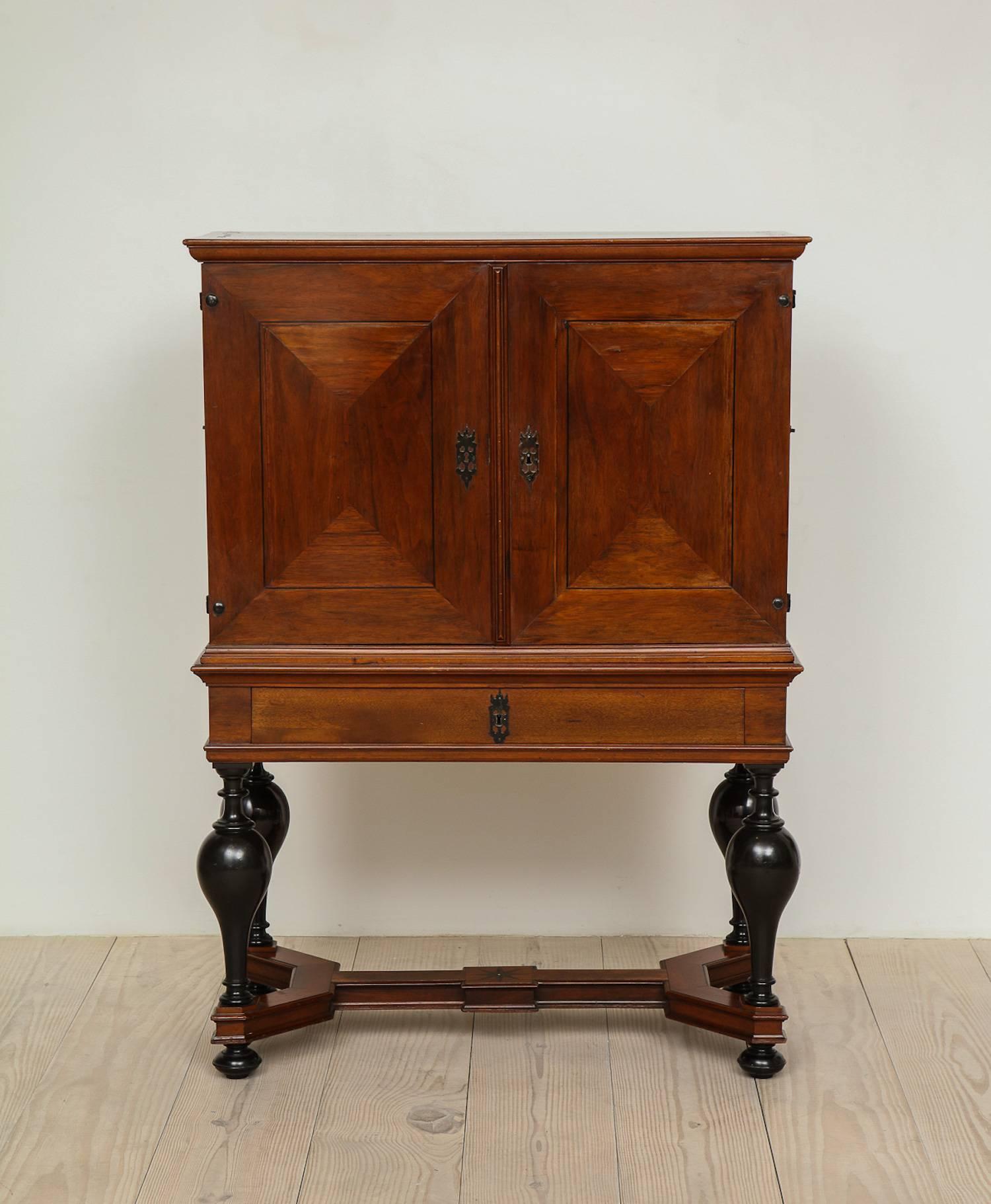 Hand-Crafted Baroque Mahogany Swedish Cabinet on Stand, Stockholm, Sweden, Circa 1740-1770