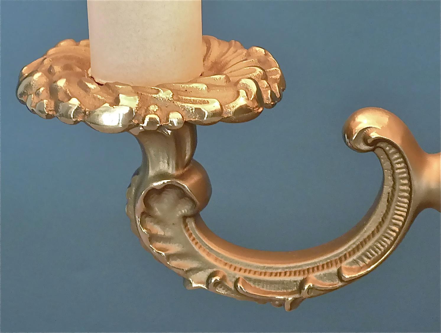 Baroque Maison Jansen Style Midcentury Table Lamp Brass Leaf Decor Germany 1950s For Sale 1