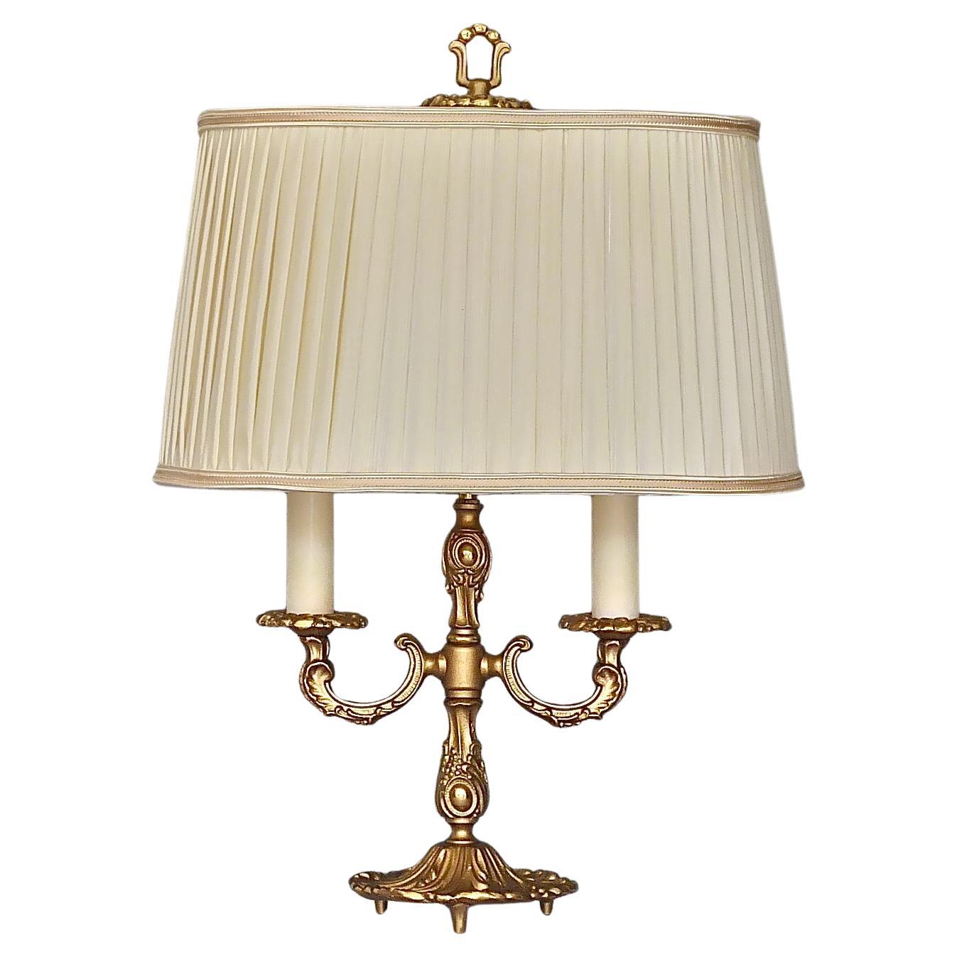Baroque Maison Jansen Style Midcentury Table Lamp Brass Leaf Decor Germany 1950s For Sale