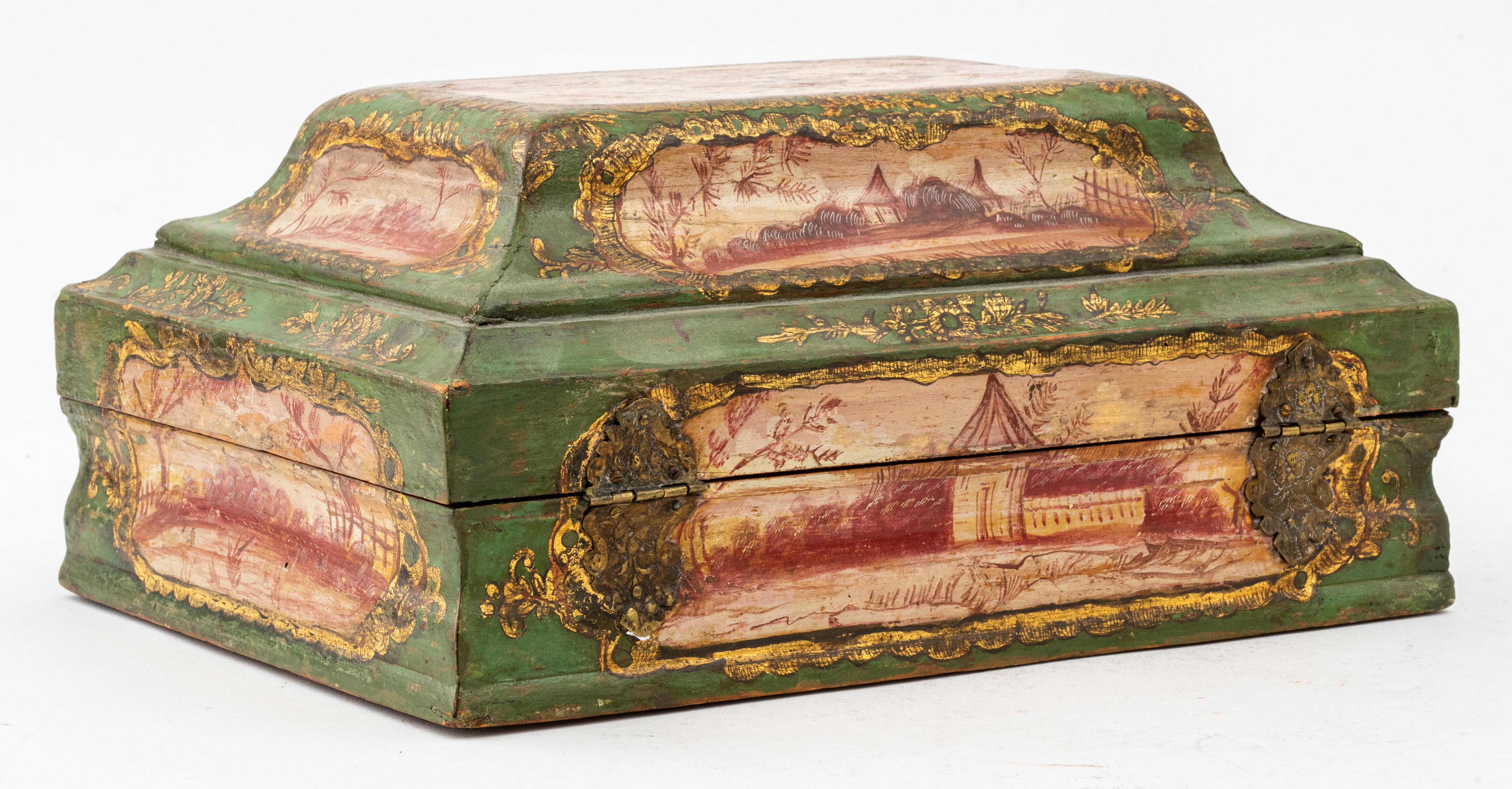 20th Century Baroque Manner Hand-Painted Wooden Decorative Box