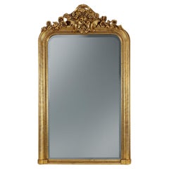 Baroque Mantel Mirror in Carved Wood and Gilded Plaster, France ca. 1850