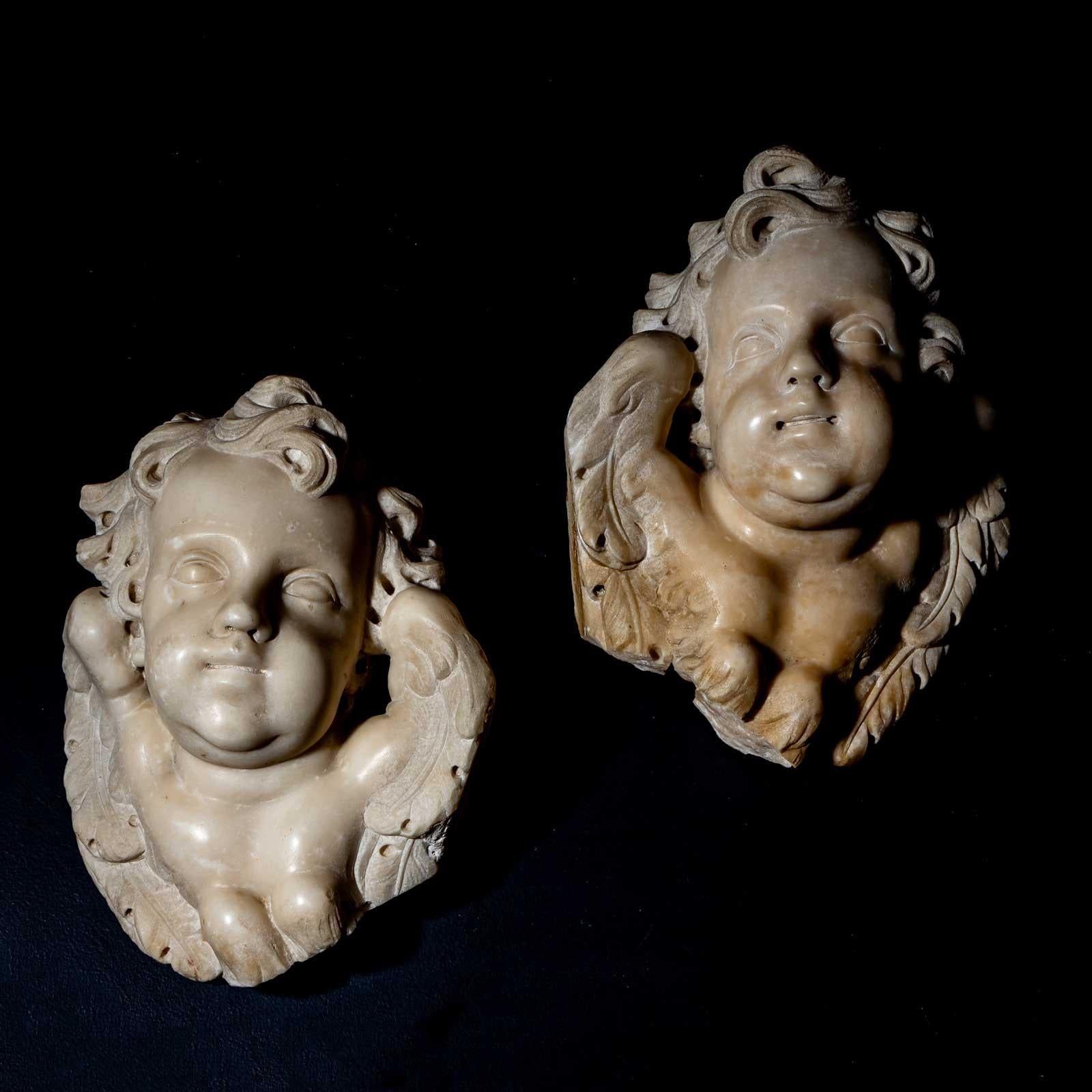 Italian Baroque Marble Angel Heads, Italy, Mid-18th Century For Sale