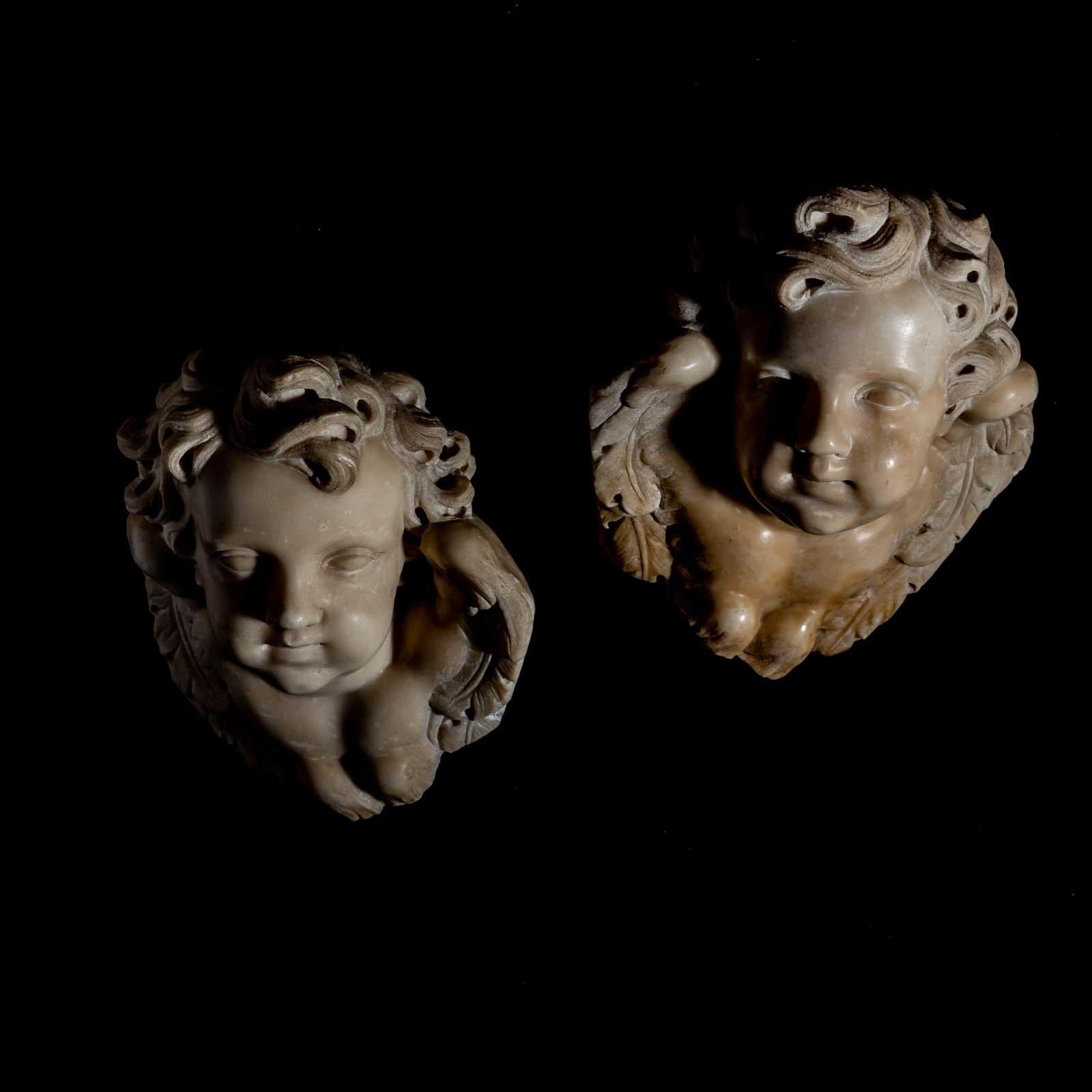 Baroque Marble Angel Heads, Italy, Mid-18th Century For Sale 1