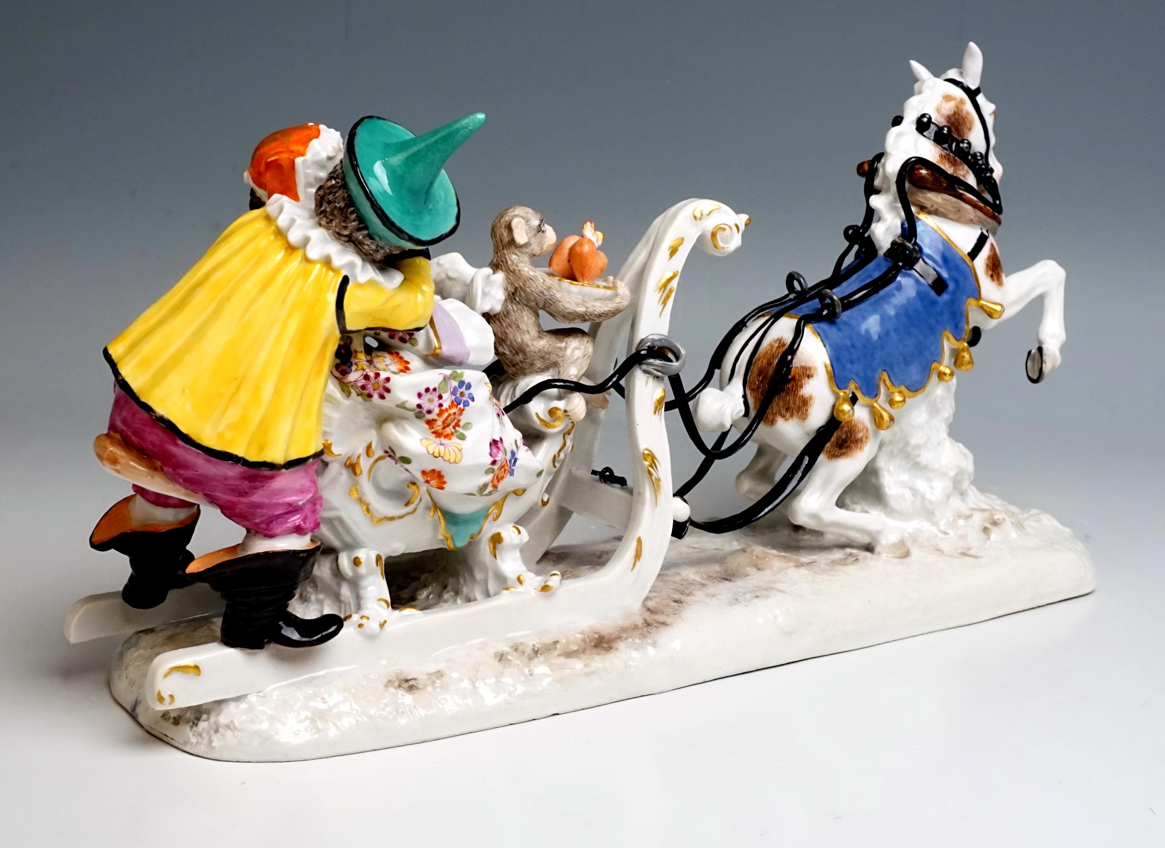 Baroque Meissen Group Sleigh Ride with The Court Jesters by Kaendler circa 1750 In Good Condition In Vienna, AT