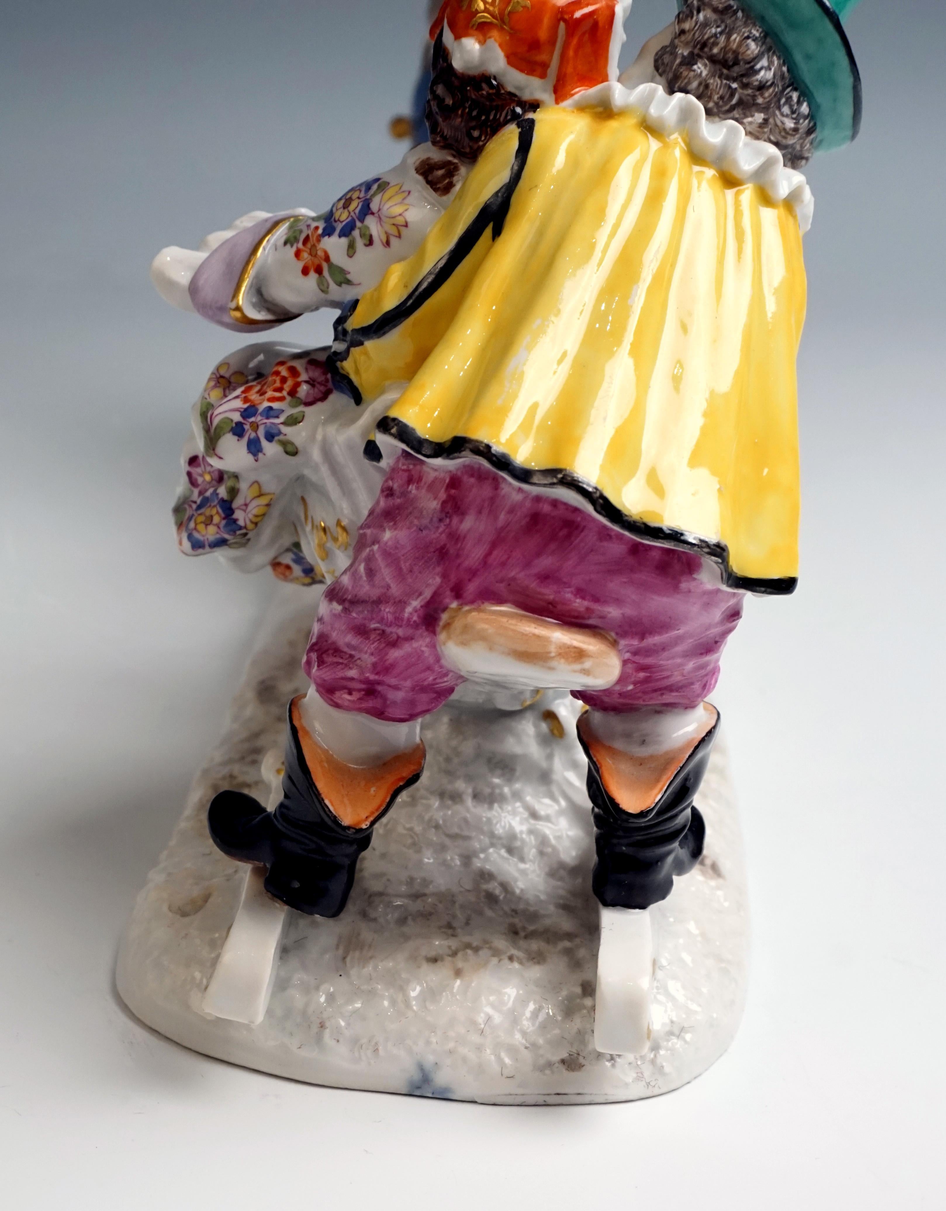 Baroque Meissen Group Sleigh Ride with The Court Jesters by Kaendler circa 1750 1