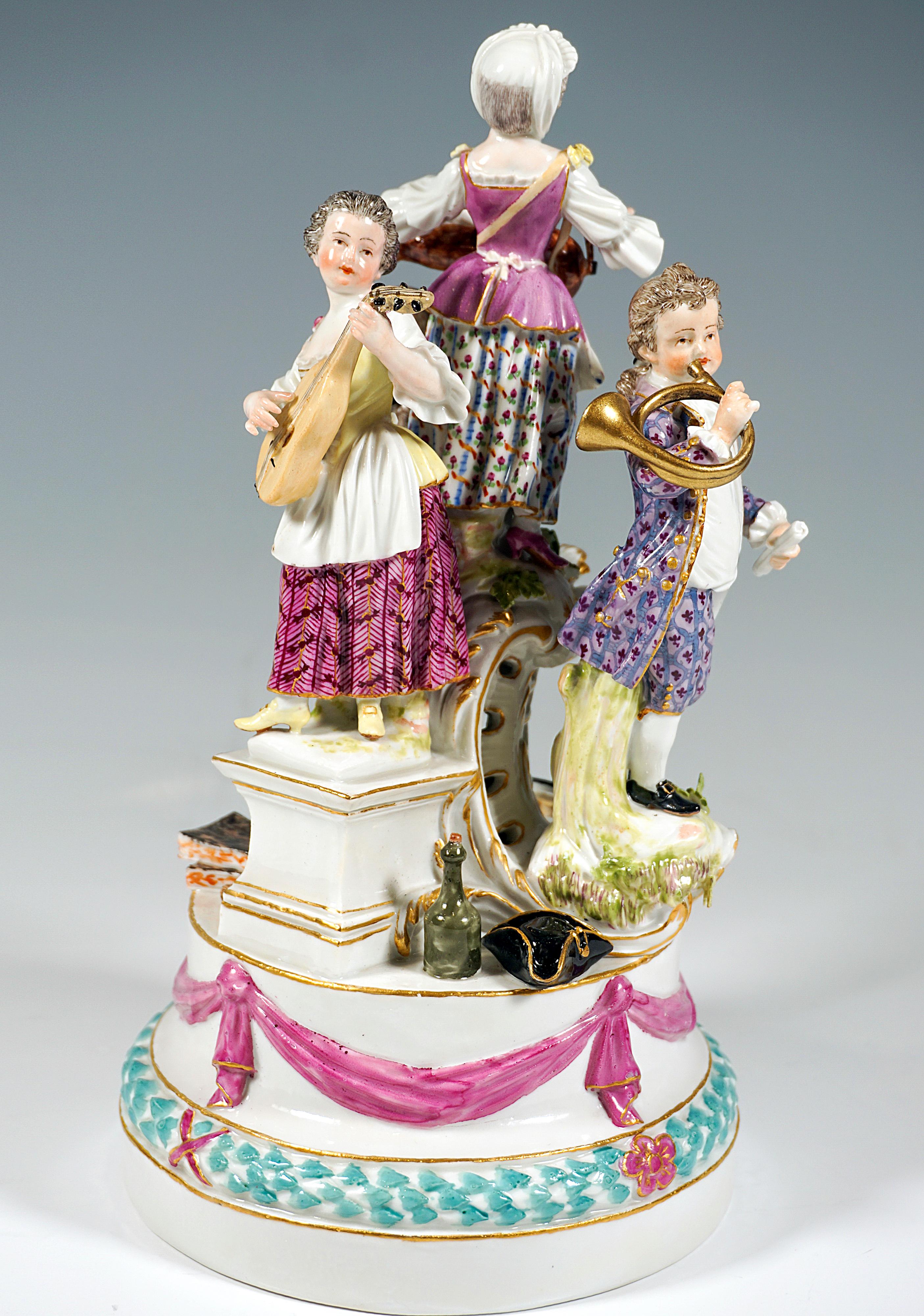 Baroque Meissen Porcelain Group Four Children Playing Music, J.J. Kaendler, 1770 In Good Condition For Sale In Vienna, AT