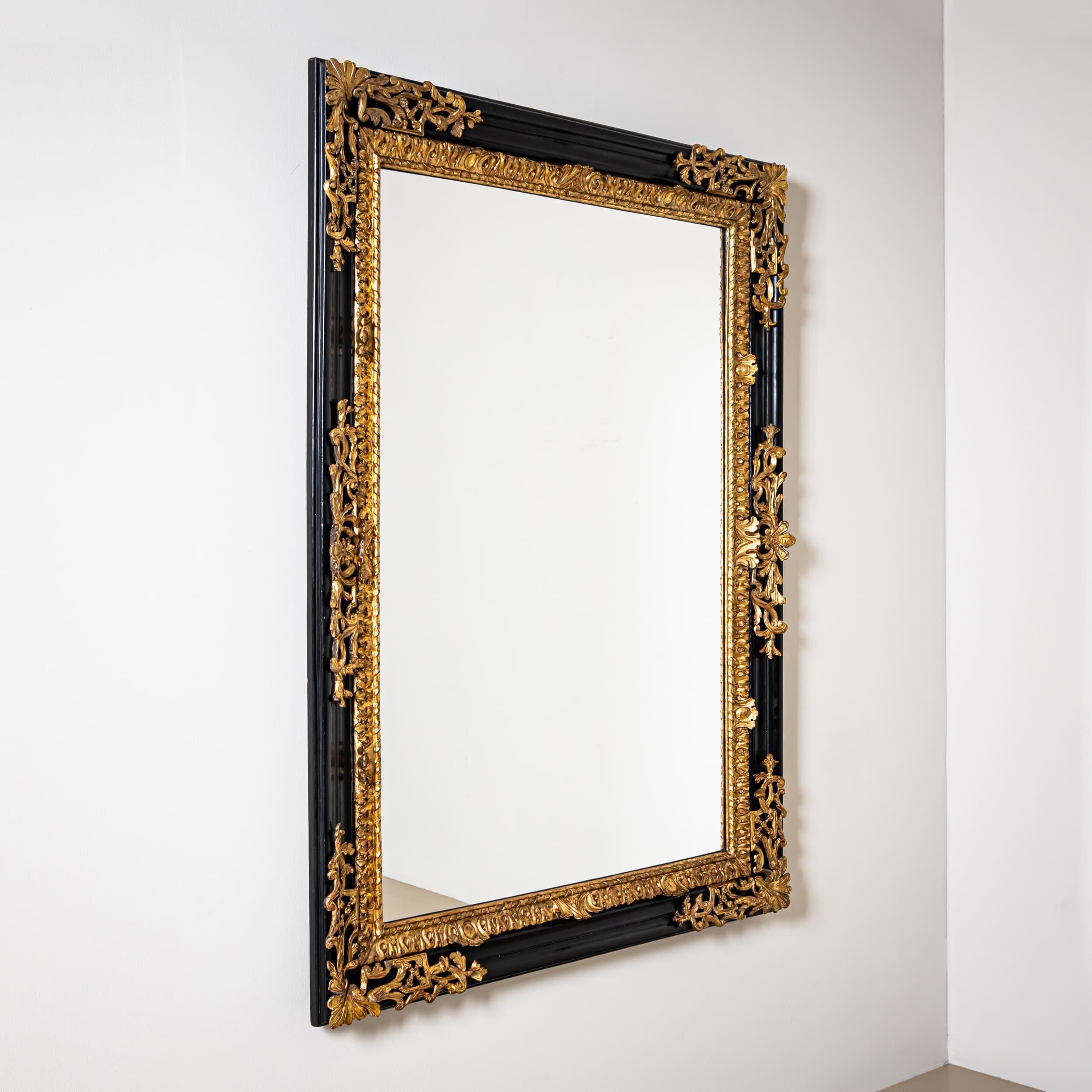 Glass Baroque Mirror, 1st Half 18th Century For Sale