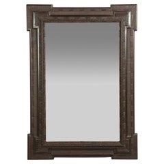 Baroque, Monumental Dutch Ripple Frame Wall Mirror, Ebonized Wood, 19th c.