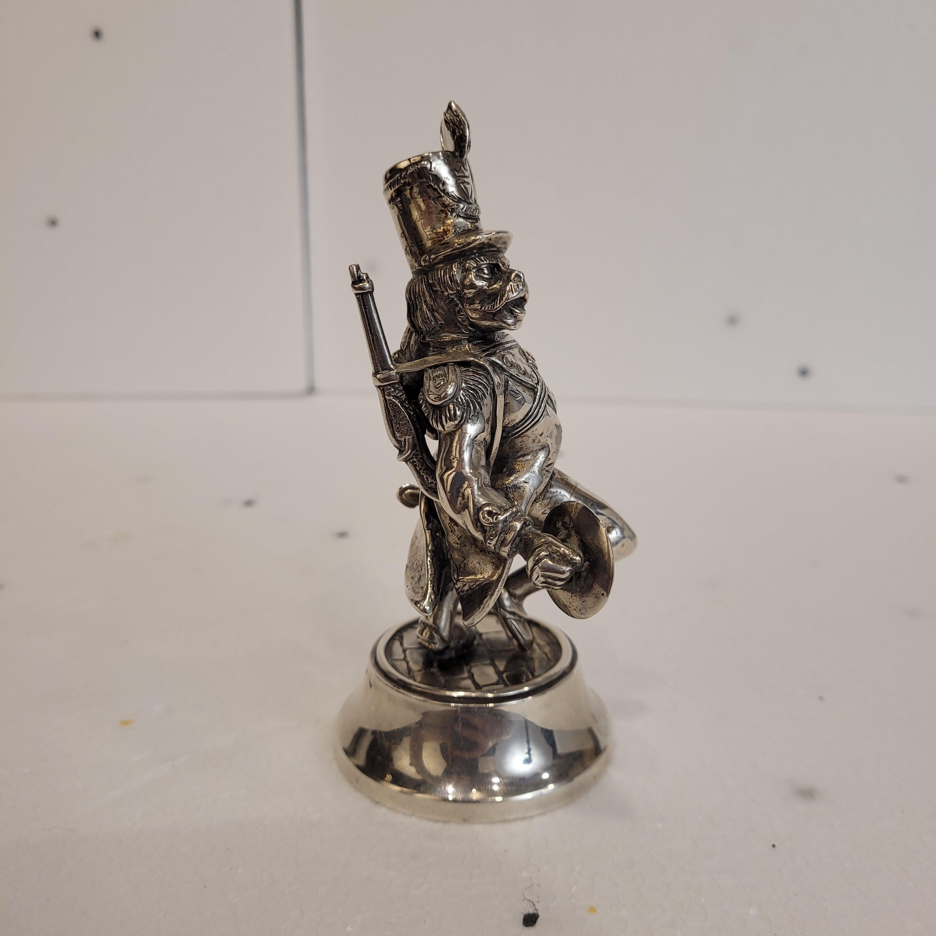 Scimmia musicista barocca Scultura vintage in argento sterling in vendita 7