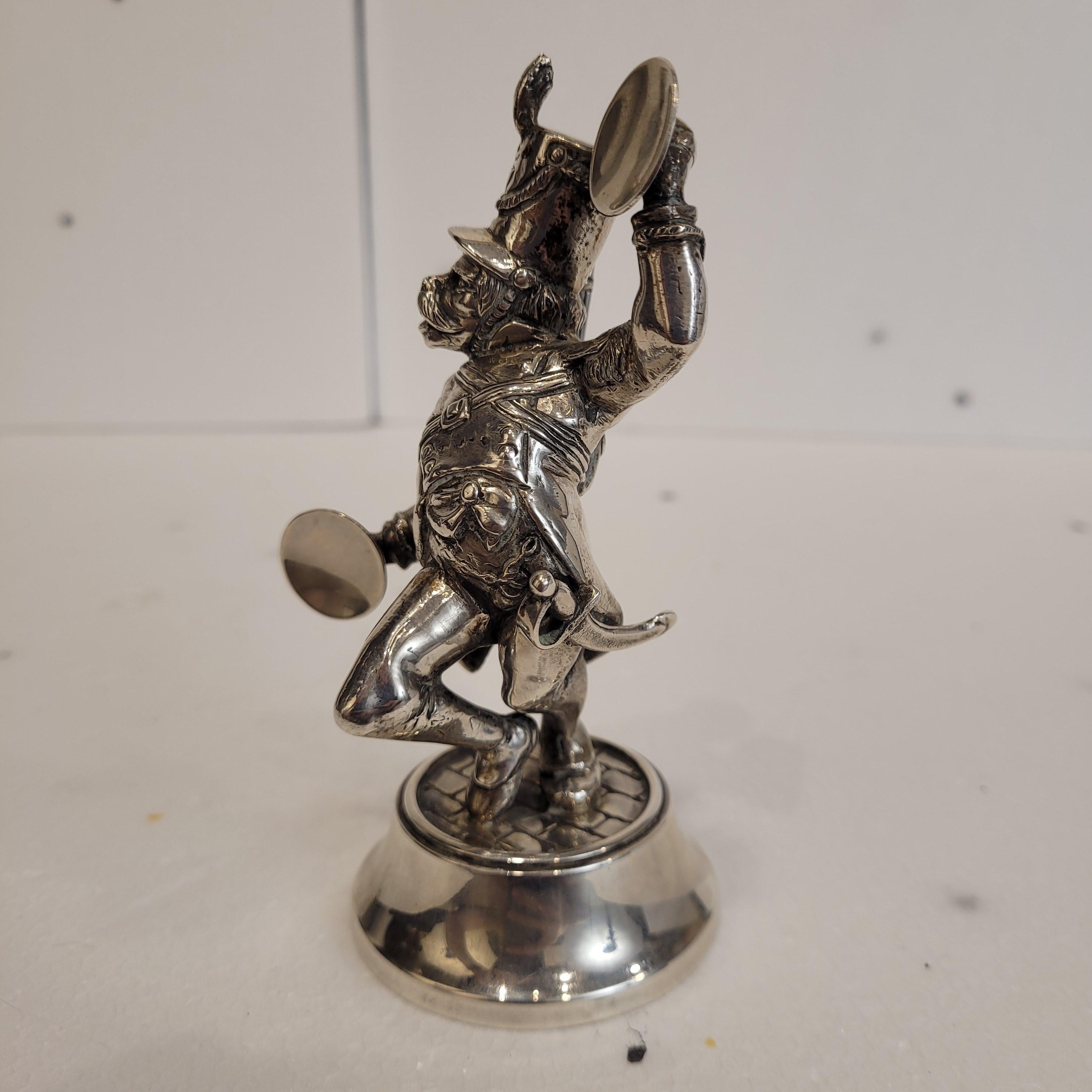 Scimmia musicista barocca Scultura vintage in argento sterling in vendita 3