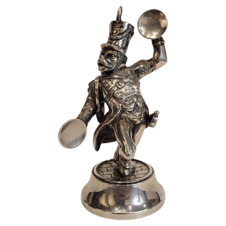 Scimmia musicista barocca Scultura vintage in argento sterling