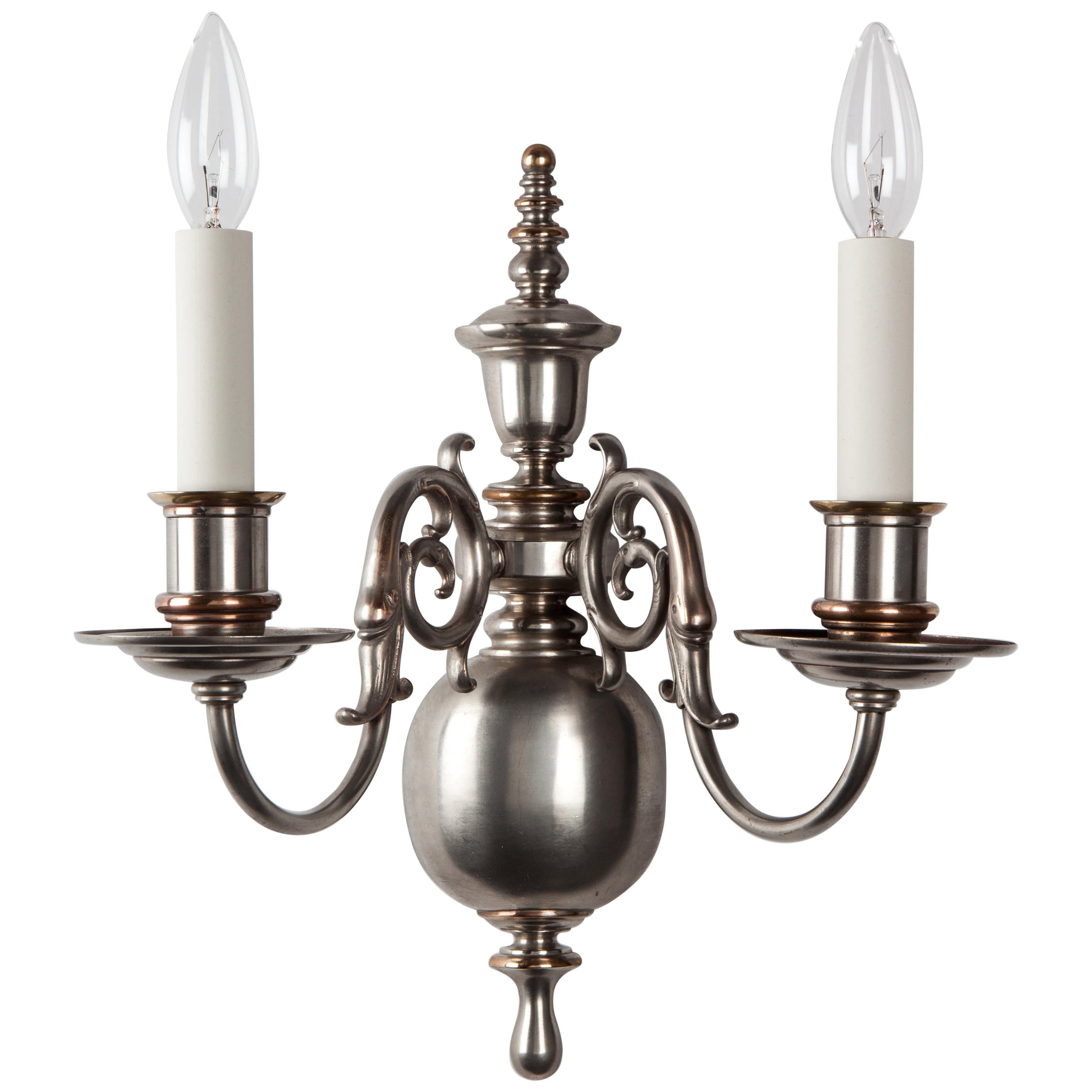Vintage Baroque Bronze Double Light Sconces, Circa 1920 For Sale at 1stDibs