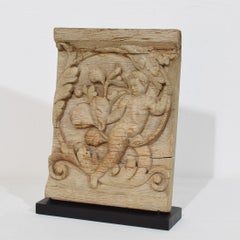 Baroque Oak Panel Depicting Angel on Acanthus Curl, France, Circa 1750