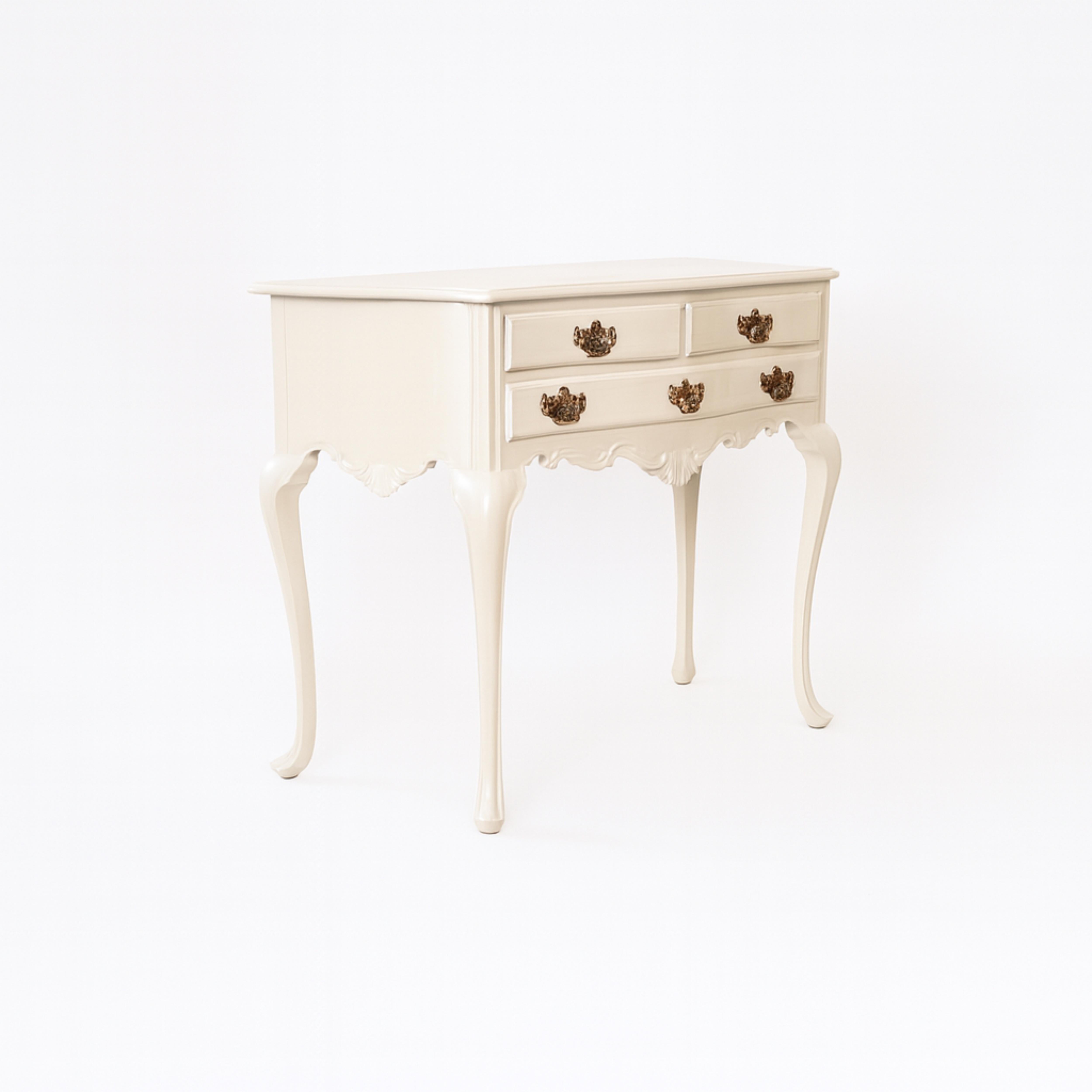 Brass Baroque Off White Lacquer Commode, 19th Century For Sale