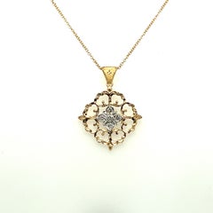 Baroque Openwork Necklace Decorated with Yellow Gold Diamonds
