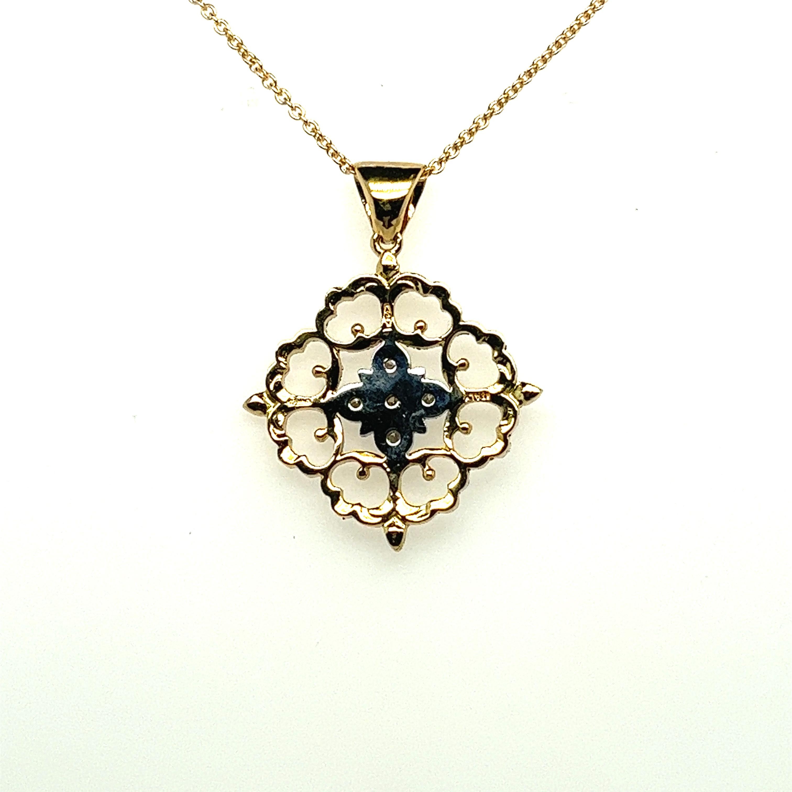 Brilliant Cut Baroque Openwork Necklace Decorated with Yellow Gold Diamonds  For Sale