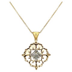 Baroque Openwork Necklace Decorated with Yellow Gold Diamonds 
