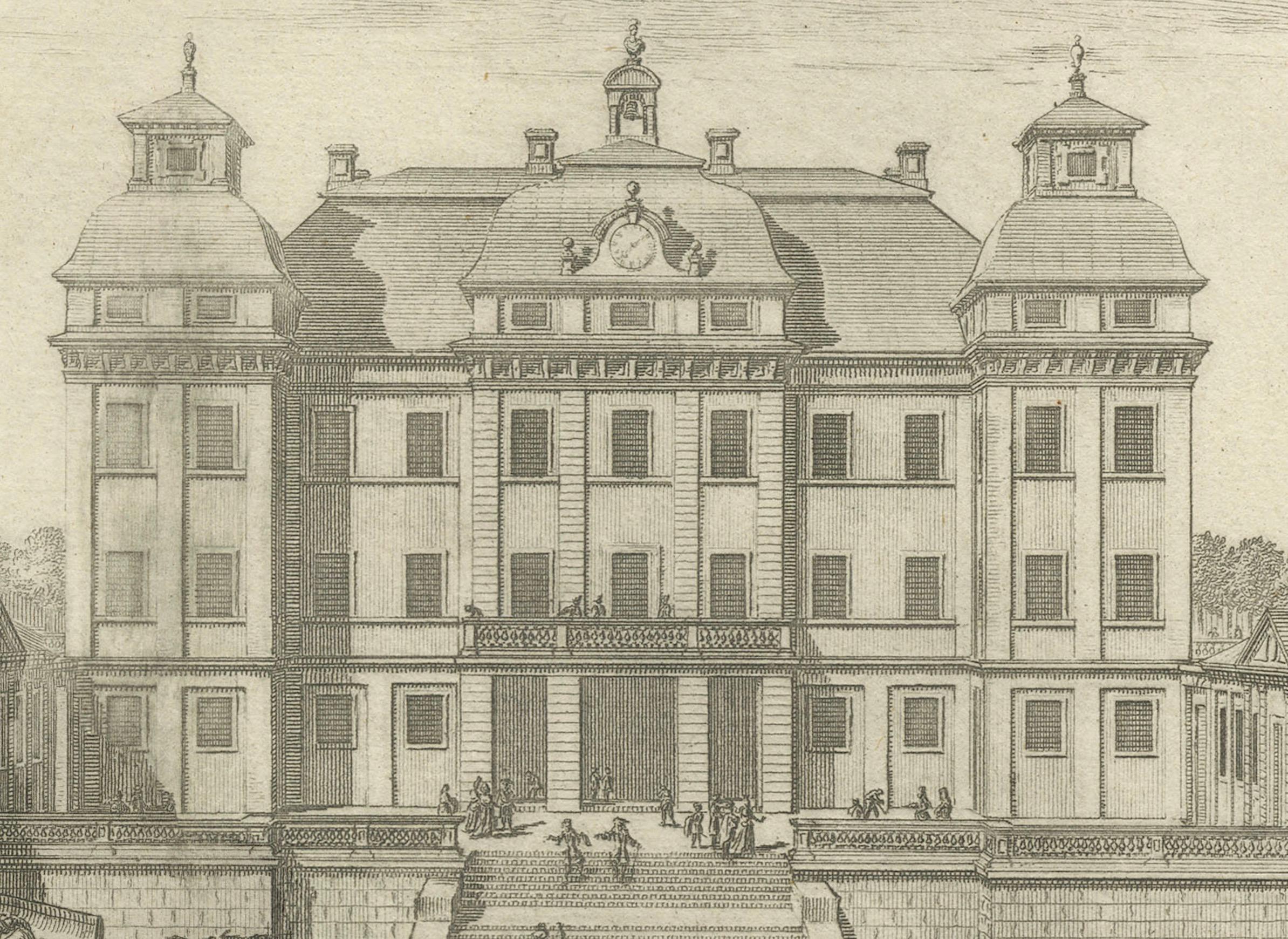 Opulenz des Barock: Die östliche Ansicht des SIQVO-Palastes in Swiddes Gravur von 1696 (Graviert) im Angebot