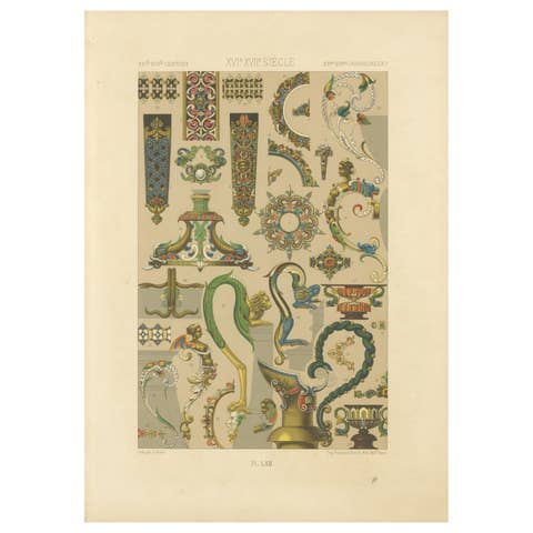 Baroque Ornament Details – 16th & 17th Century Design Elements, Plate LXII, 1869