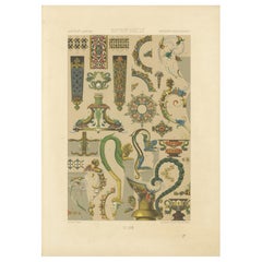 Détails d'ornements baroques - Éléments de design des XVIe et XVIIe siècles, planche LXII, 1869