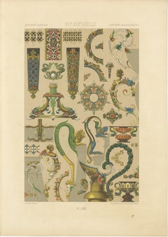 Detalles ornamentales barrocos - Elementos de diseño de los siglos XVI y XVII, Lámina LXII, 1869
