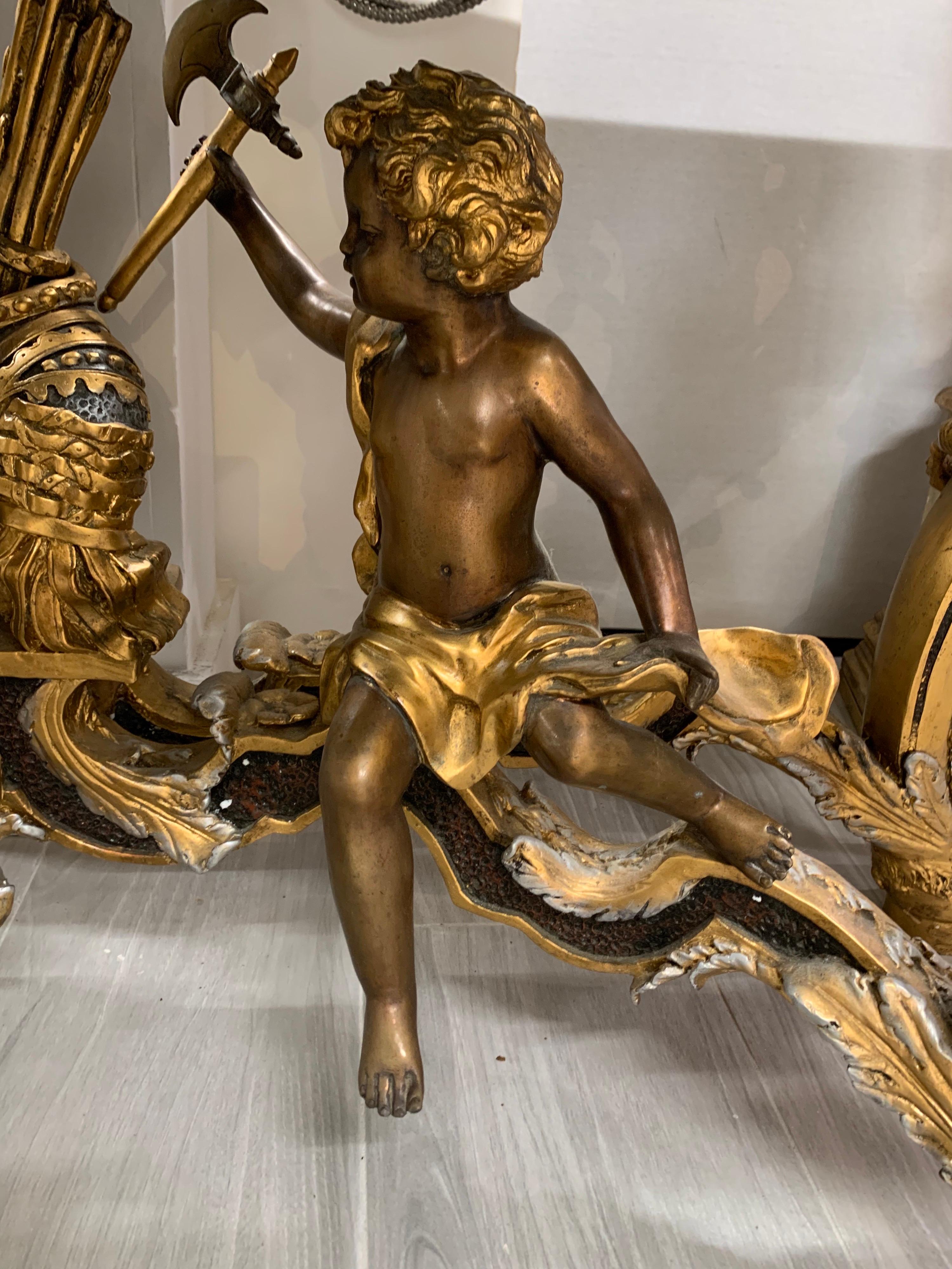 Baroque Ornate Carved Bronze Figural Console Table with Marble Top Made in Italy For Sale 2