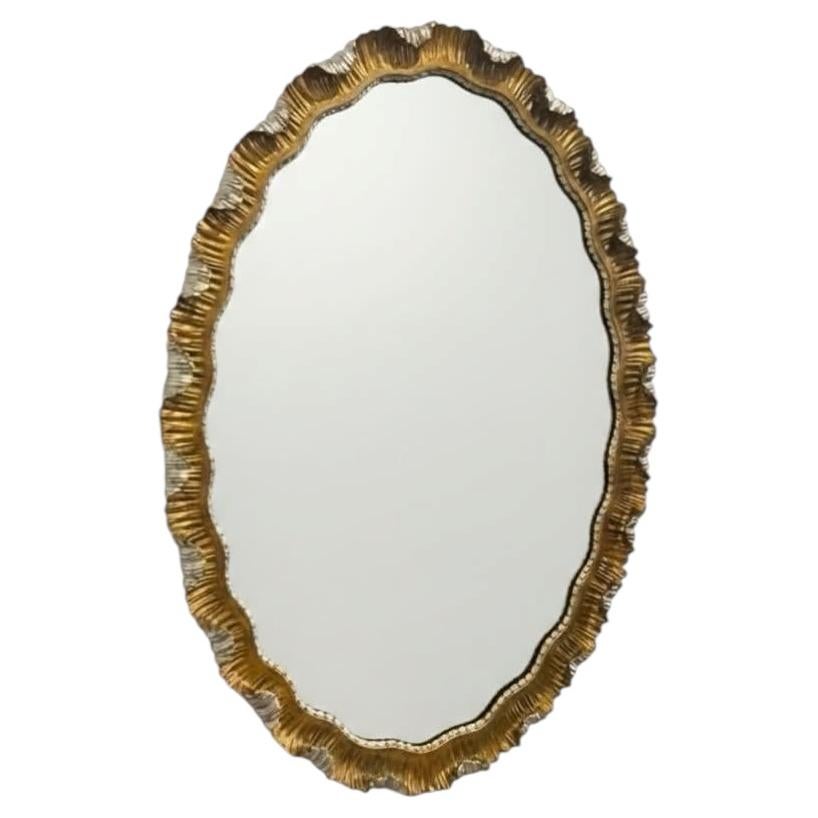 Baroque Oval Rococo Gesso Mirror For Sale