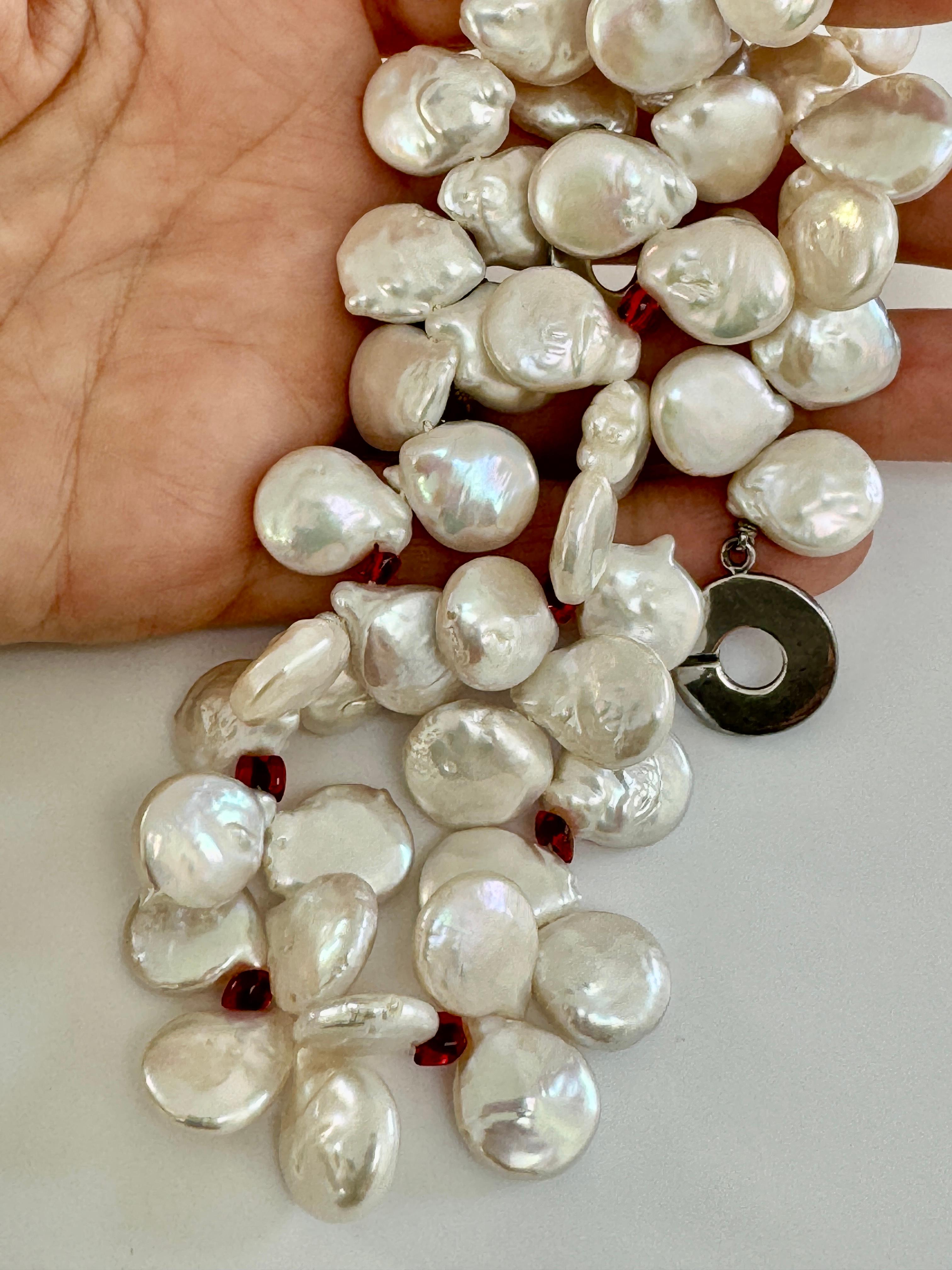 Uncut Baroque Oyster Freshwater Pearl Necklace For Sale
