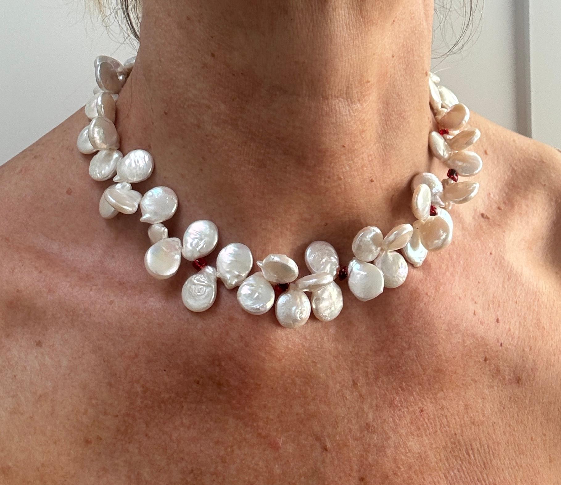 Baroque Oyster Freshwater Pearl Necklace In New Condition For Sale In Lake Worth, FL