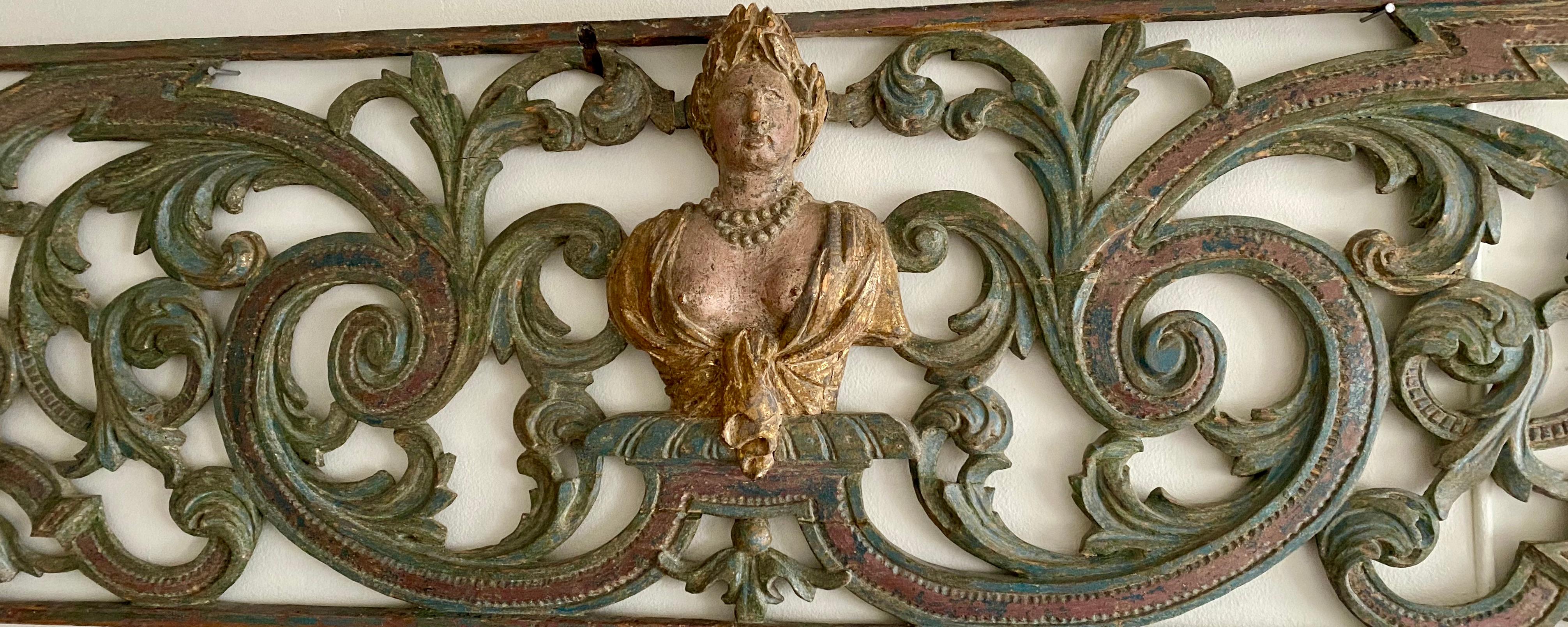Hand-Carved Wood sculptured   Painted and gilt Overdoor Piece, Rococo, mid 18th Century